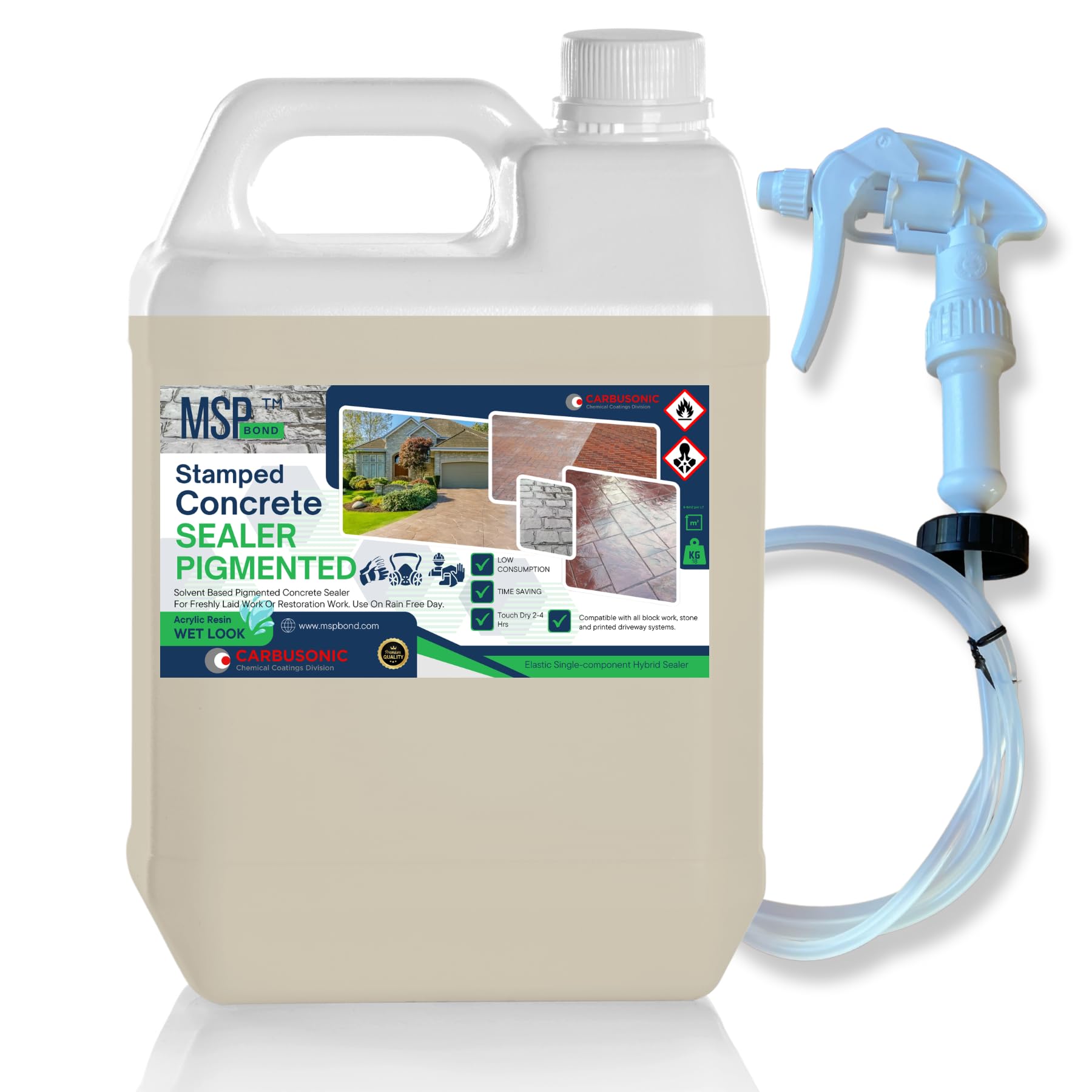 Pattern Imprinted concrete driveway sealer Grey, Clear or Black sealant 20 litres gloss wet look. (Clear, 5 lt)