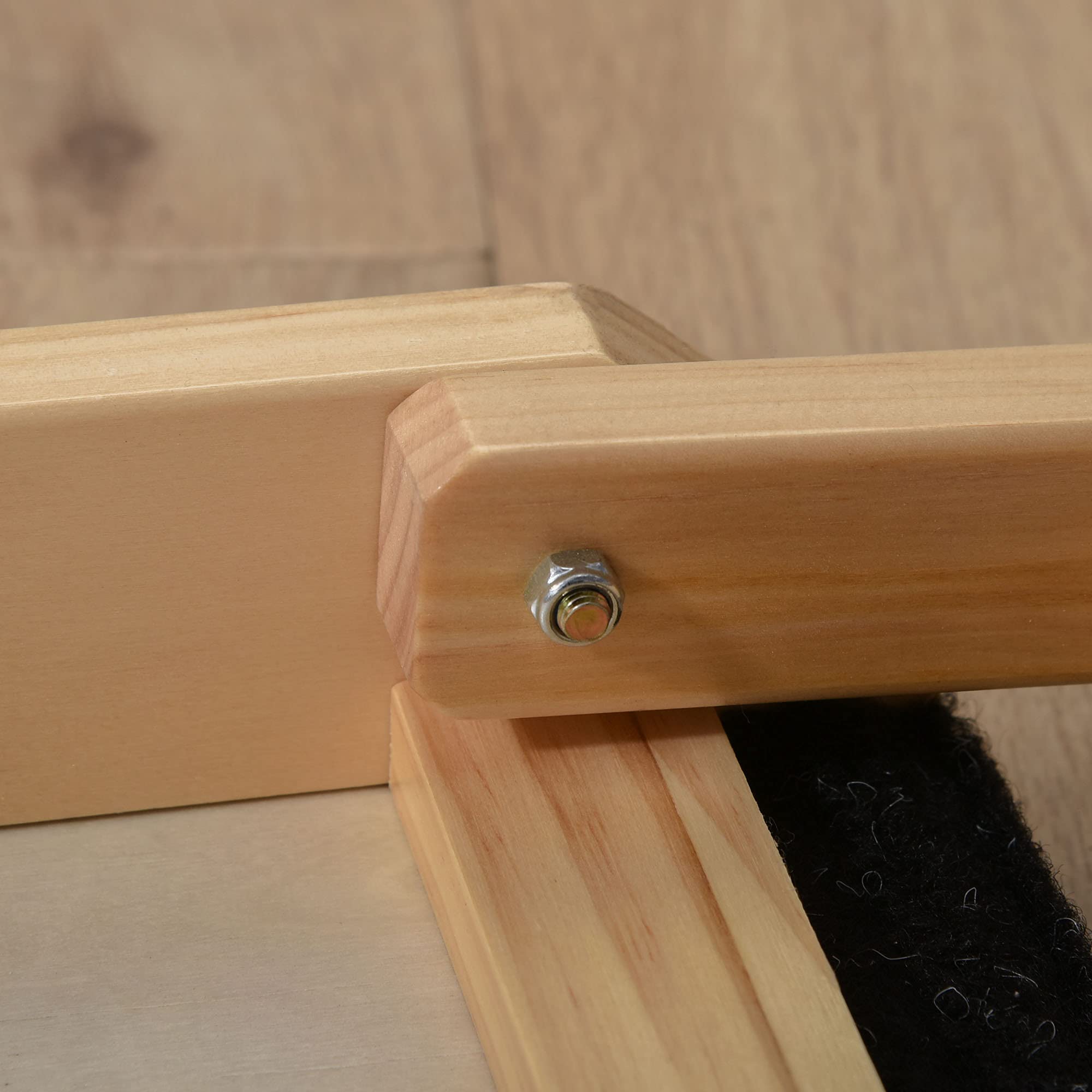 PawHut Rampa para Perros y Gatos Plegable de Madera 90x40x61 cm con Altura Ajustable de 4 Niveles y Alfombra Antideslizante Escaleras de Mascotas para Coche Cama y Sofá Natural