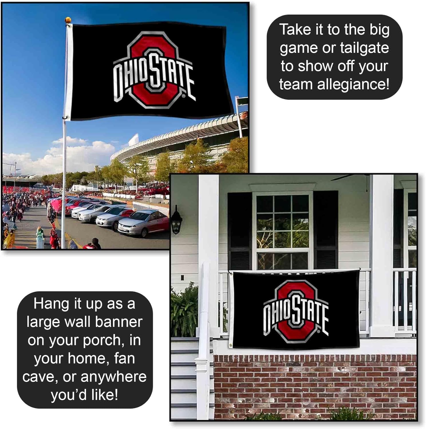 College Flags & Banners Co. Ohio State Buckeyes Black Flag - Image 4