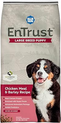 ENTRUST Large Breed Puppy Food | Real Chicken & Barley | Enriched with Super Foods, Antioxidants and Probiotics | No Wheat or Soy | 40 Pound Bag