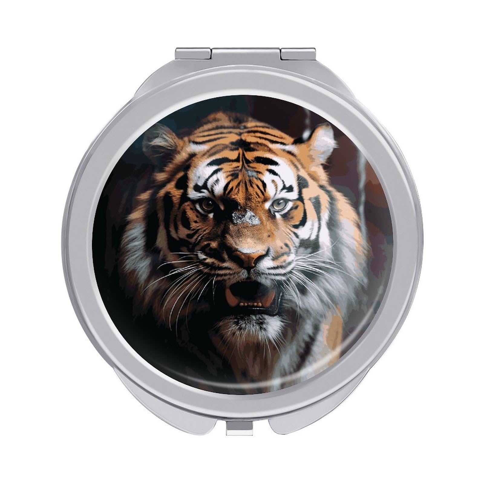 VstaDank A Tiger in A Cage Compact Mirror for Purses Round Fashion Travel Makeup Mirror 2X /1x Magnifying Double Sides Mini Mirrors Portable Pocket Mirrors for Handbag Purse Women Gift