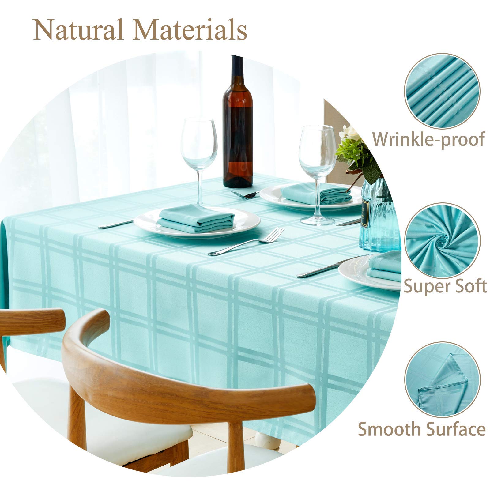 JUCFHY 52x70 Inch Rectangle Tablecloth - Sage Green Plaid Jacquard Waterproof Table Cover