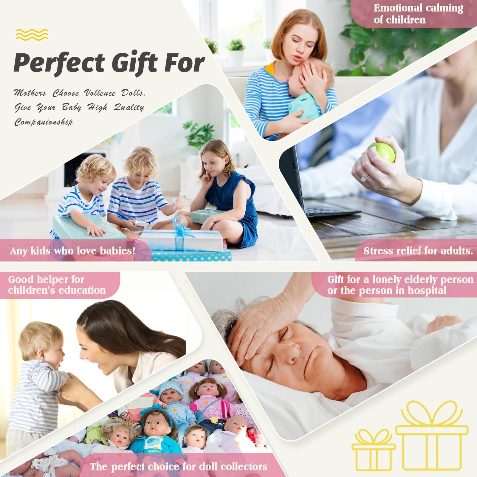 Vollence 16 inch Full Silicone Baby Doll Girl Mouth Open Anatomically Correct Toys for Kids Toddlers Child Children Birthday Chirstmas Gifts