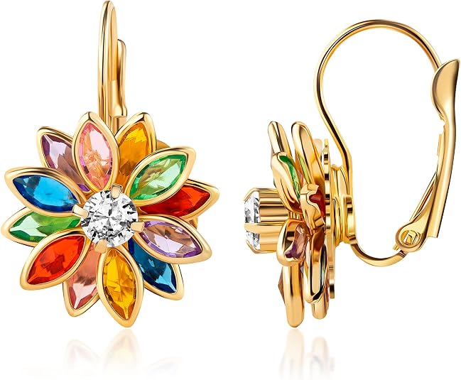 Barzel 18K Gold Plated Flower Earrings - Colorful Lotus Flower Earrings For Women - Made in Brazil Barzel 18K Gold Plated Flower Earrings - Colorful Lotus Flower Earrings For Women - Made in Brazil - Start Your Week Right: Effortless Monday Chic Styles