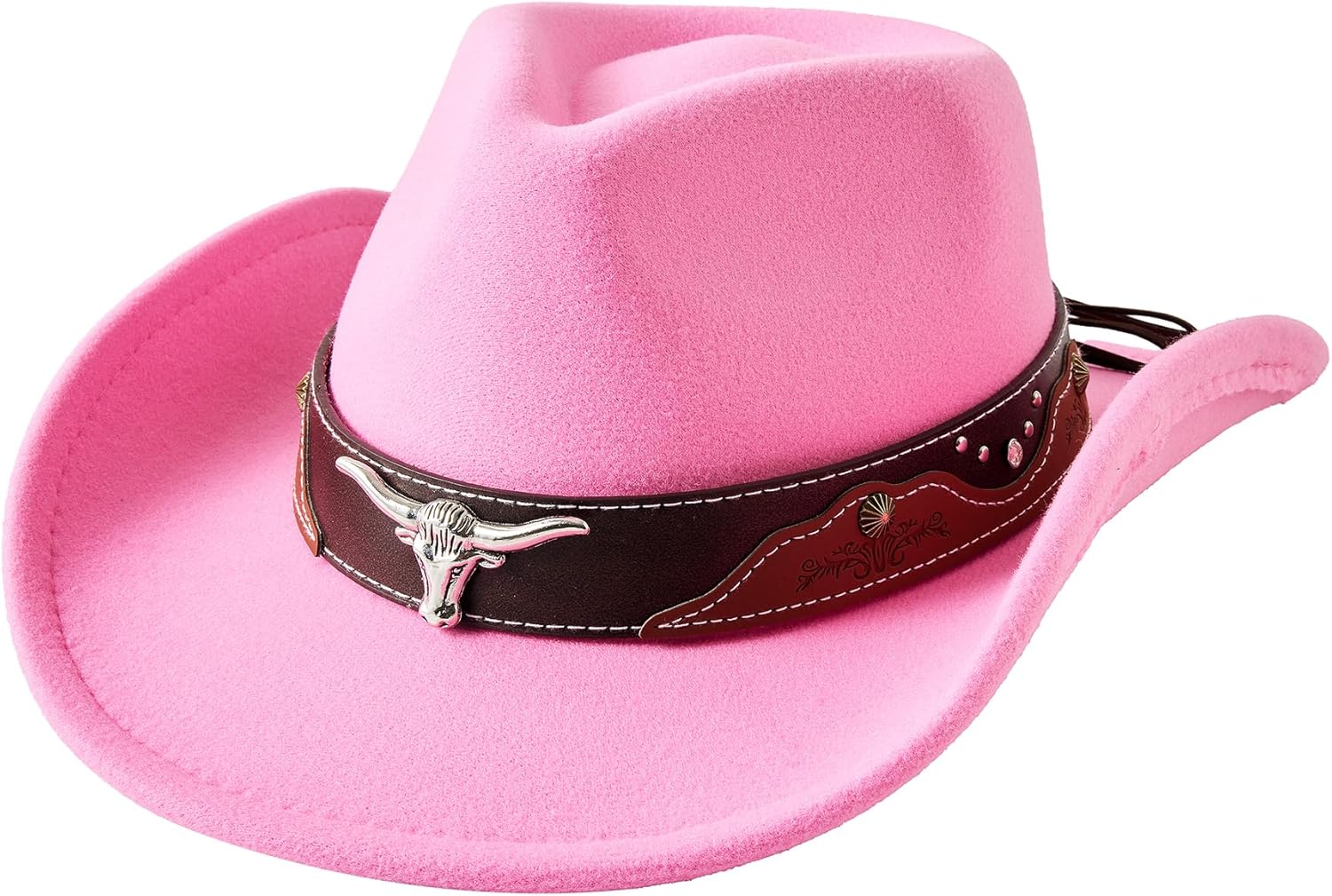 Jastore Kids Girls Boys Cowboy Cowgirl Hat Western Wide Brim Felt Fedora Hat with Buckle Belt