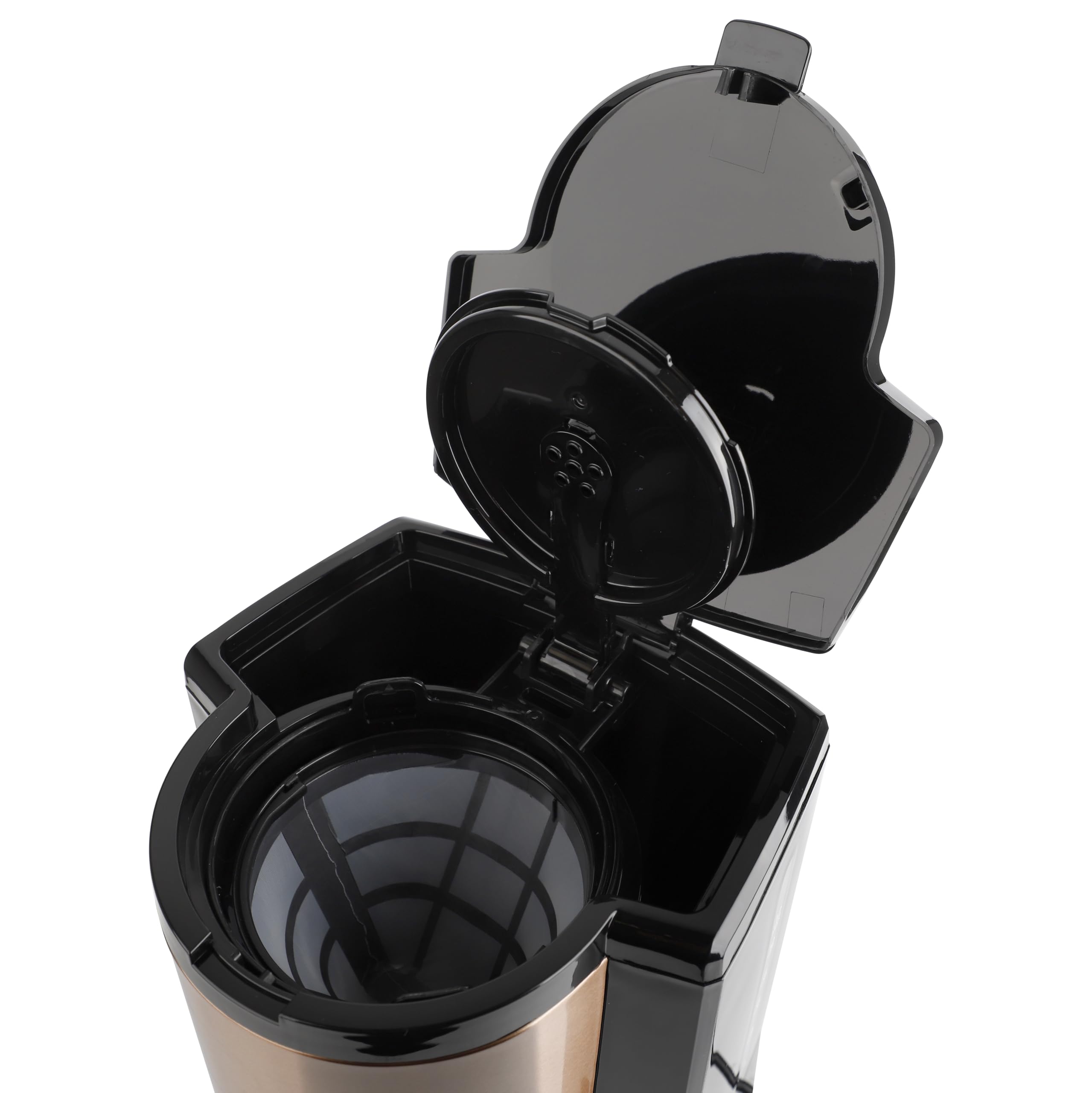 EMERIO Cafetera con filtro con temporizador y pantalla, diseño de cobre, jarra de cristal de 1,5 l para hasta 12 tazas de café fresco, filtro permanente extraíble, función antigoteo, 1000 W, CME