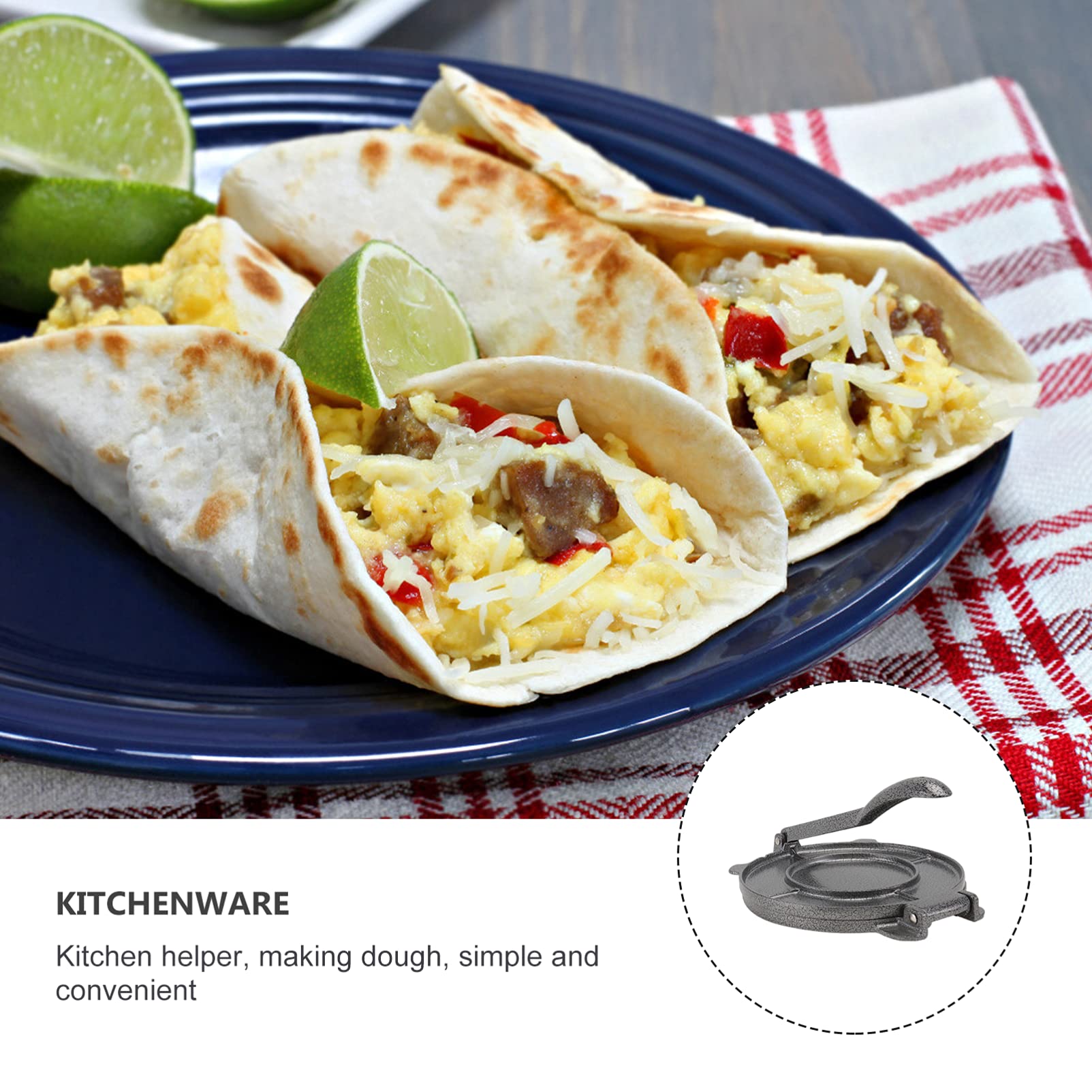 STOBAZA Prensa para Tortillas de Forma Redonda 15 Cm Aluminio Resistente Corrosión Herramienta para Hacer Tortillas de Maíz y Harina Utensilio de Cocina para Uso Doméstico y Profesional