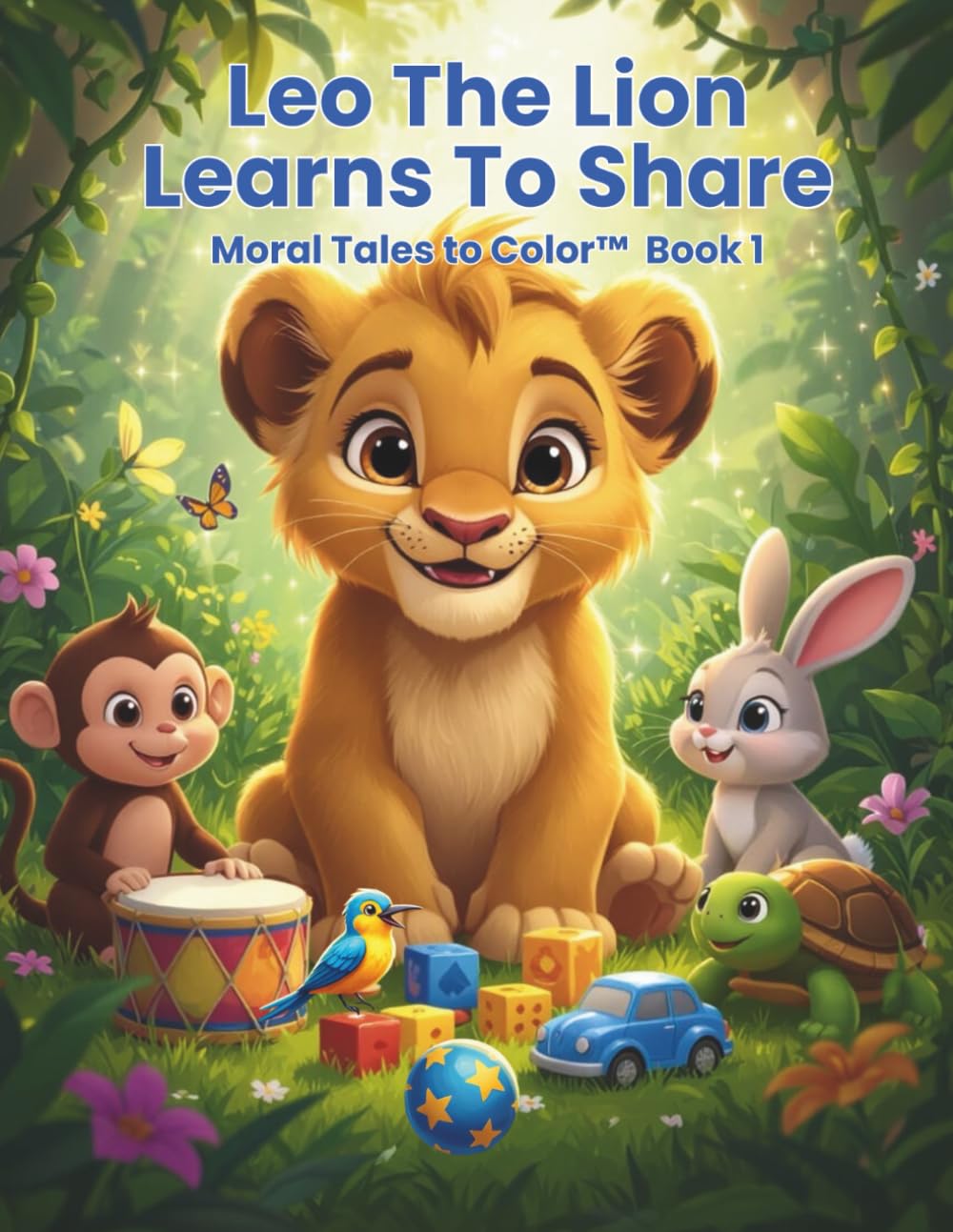 LEO THE LION LEARNS TO SHARE: Color the story and discover the magic of sharing (Moral Tales To Color Series)