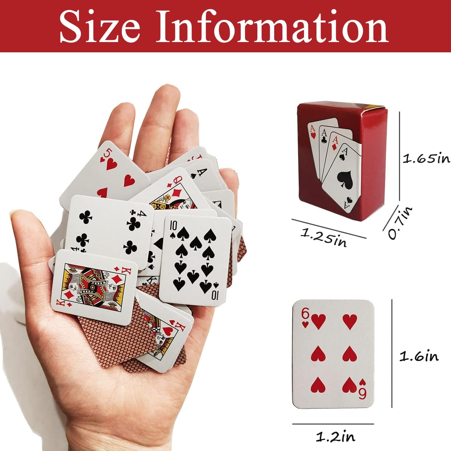 VOVCIG Mini Playing Cards, 18 Pack of Mini Decks, 1.6 Inch Miniature Poker Cards, Portable Cards, Game Poker Cards with Gift Box, Party Gift for Adults(1.6x1.2in)