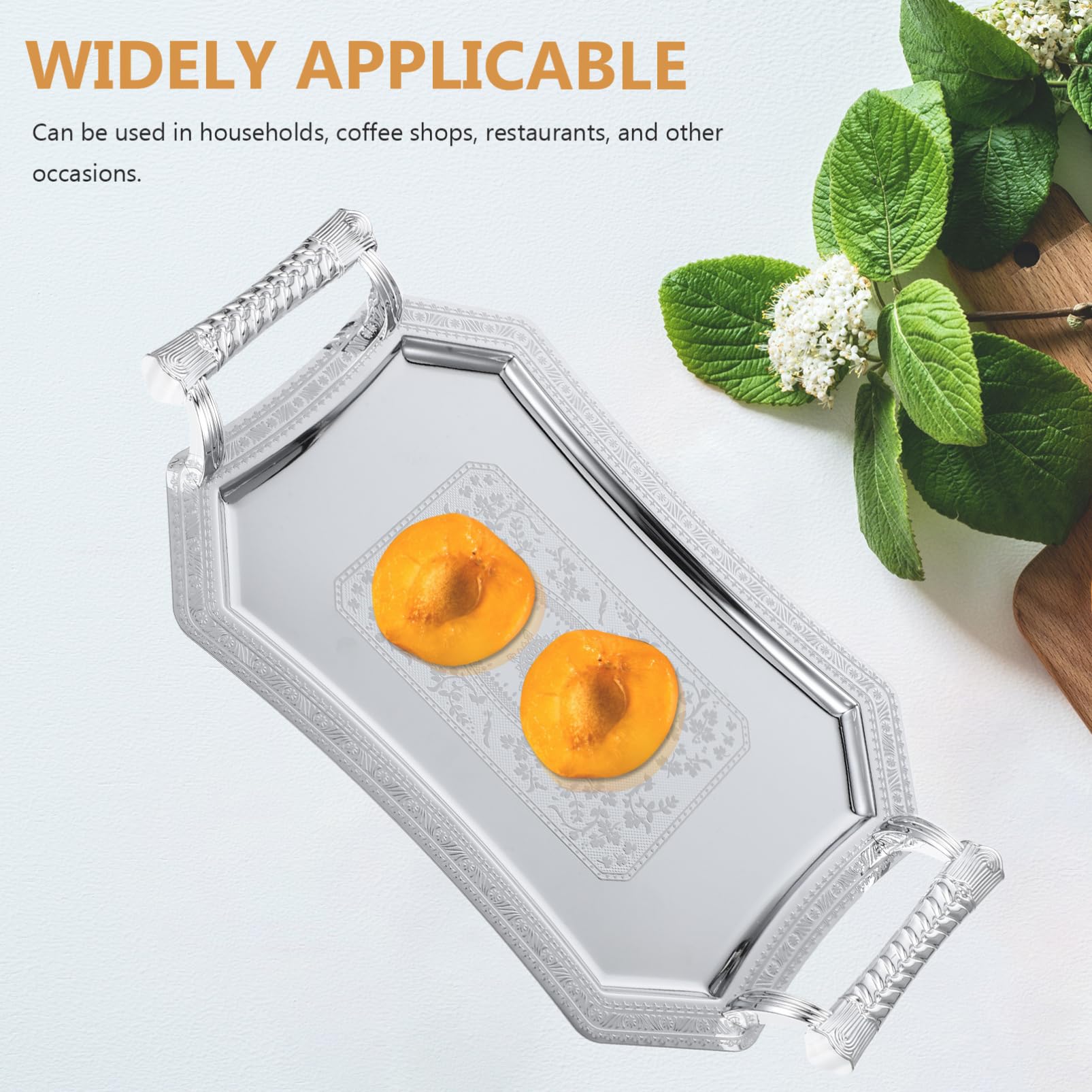 MAGICLULU Vassoio da Portata in Acciaio Inox Stile Europeo per Alimenti Frutta Snack e Dessert Lucidato con Cura Superficie Liscia Adatto per Cucina e Soggiorno