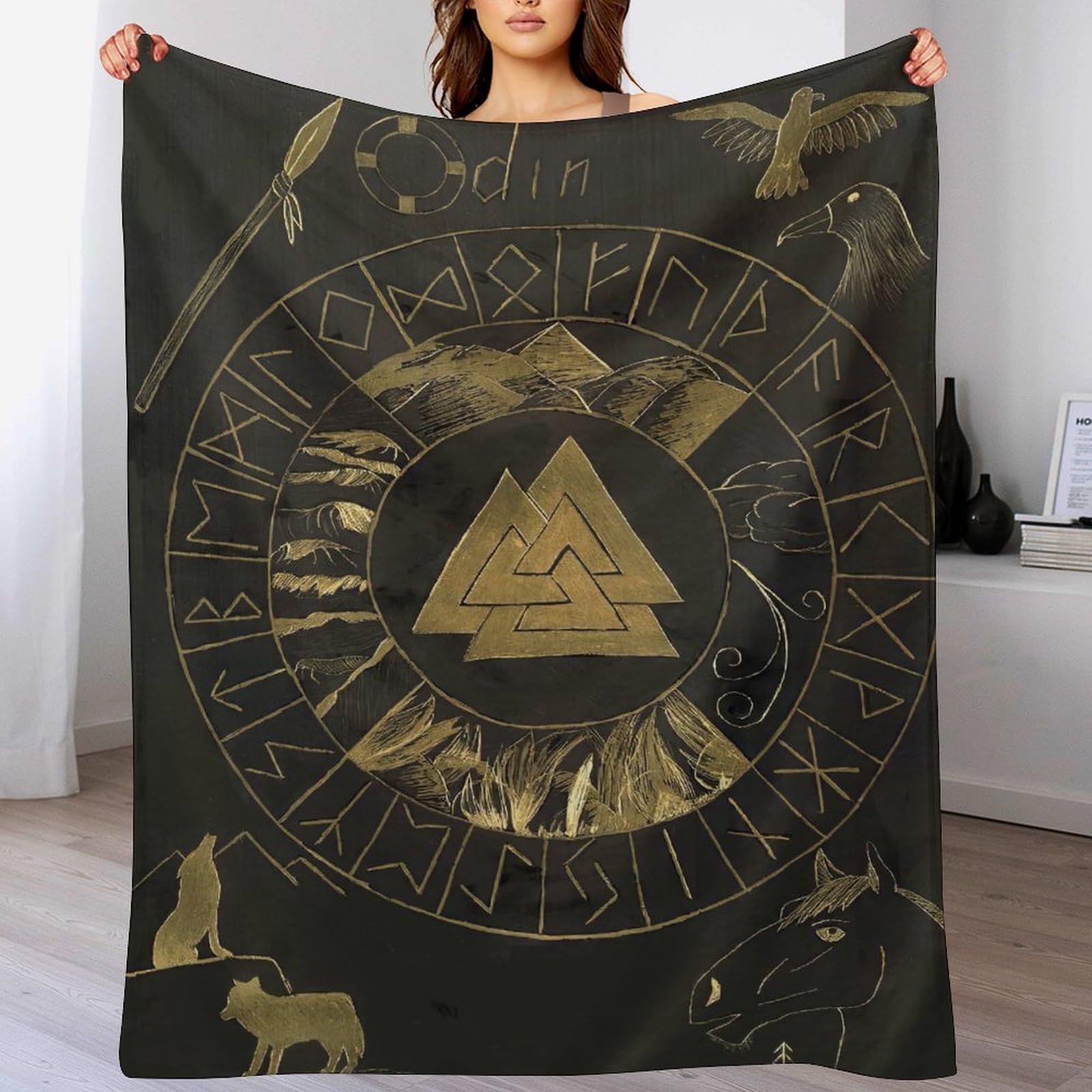 Couverture flannel mythe viking pour sieste confortable au salon et chambre