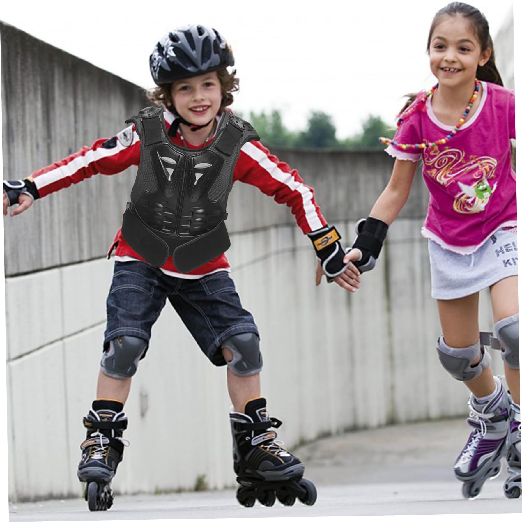 Equipo de protección para niños 8-12 - Chaleco reflectante 3D con armadura corporal para moto de cross y equitación - Anticaída