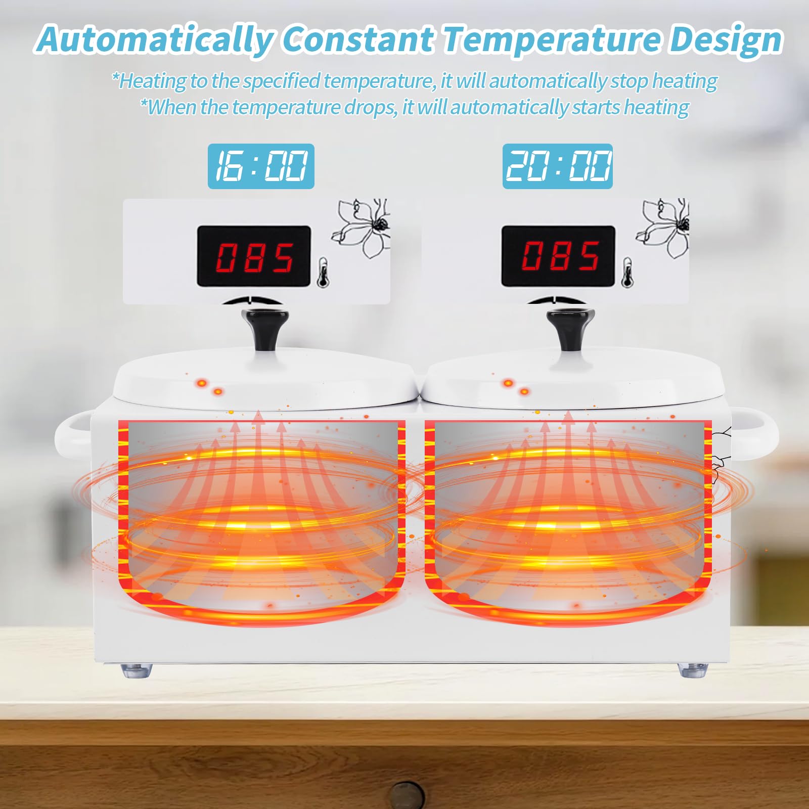 Double chauffe cire, iklestar kit professionnel appareil a cire chaude épilation, chauffe-cire électrique avec bâtonnets et bols en silicone pour utilisation à domicile, en spa ou en salon