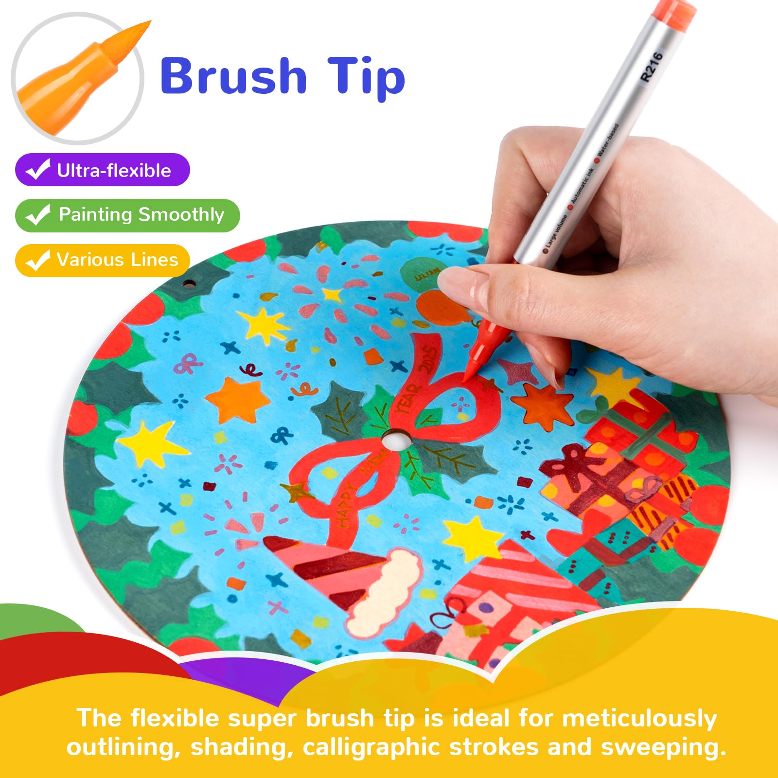 HOTU Pennarelli acrilici a 18 colori per roccia, vetro, carta, tessuto, legno e libri da colorare - Pennarelli a grande capacità (6,6 g ciascuno, 18 colori)