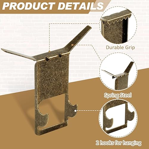 Miniatura 3 de Hicarer 20 ganchos de pared de ladrillo sin taladro, para colgar luces de Navidad, soportes de calcetines de acero de latón antiguo para decoración