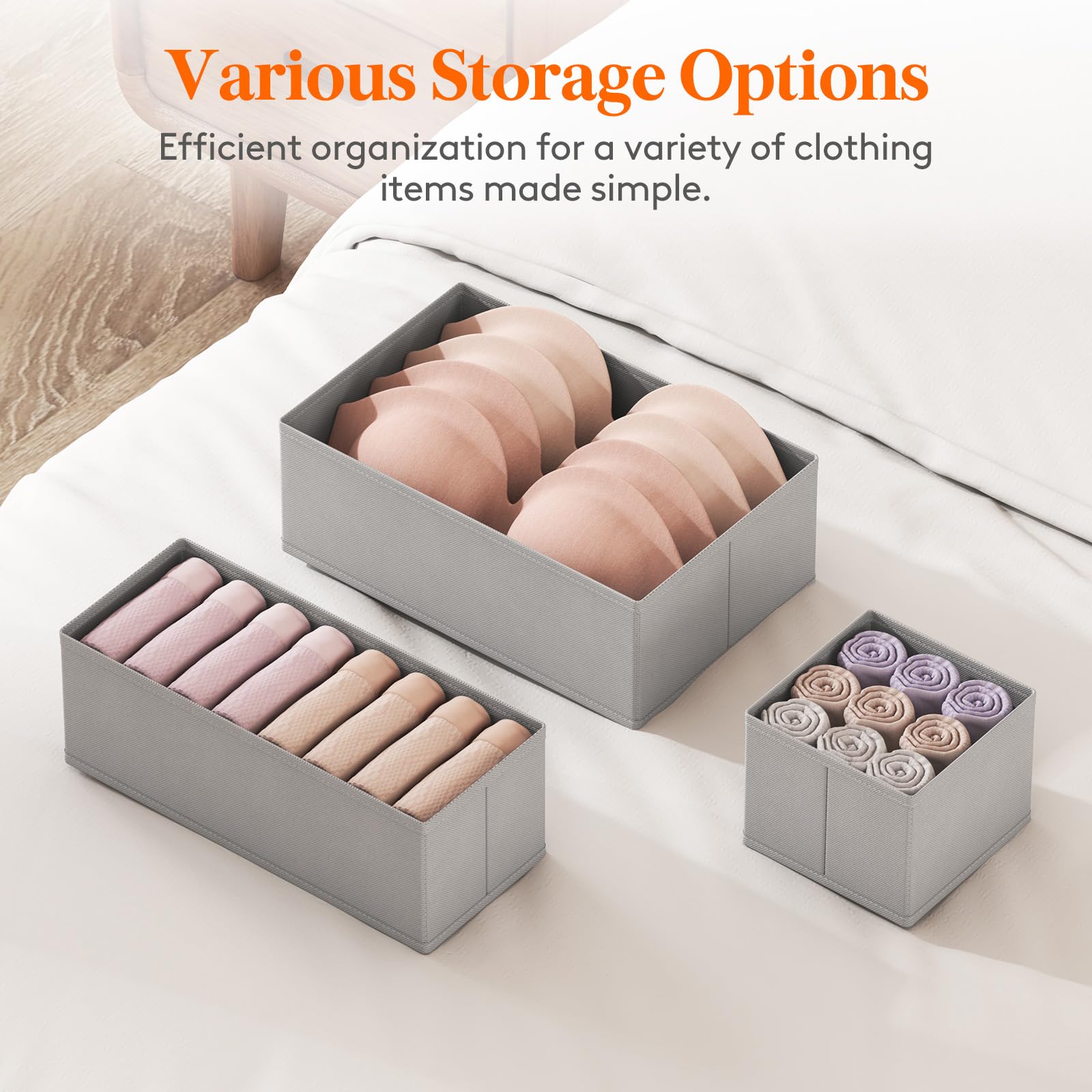 Lifewit Kast Ondergoed Lade Organizer Divider, 12 stuks stoffen opvouwbaar dressoir organizers en opbergbakken voor het opbergen van lingerie, bh, ondergoed, Lichtgrijs Lifewit Kast Ondergoed Lade Organizer Divider, 12 stuks stoffen opvouwbaar dressoir organizers en opbergbakken voor het opbergen van lingerie, bh, ondergoed, Lichtgrijs