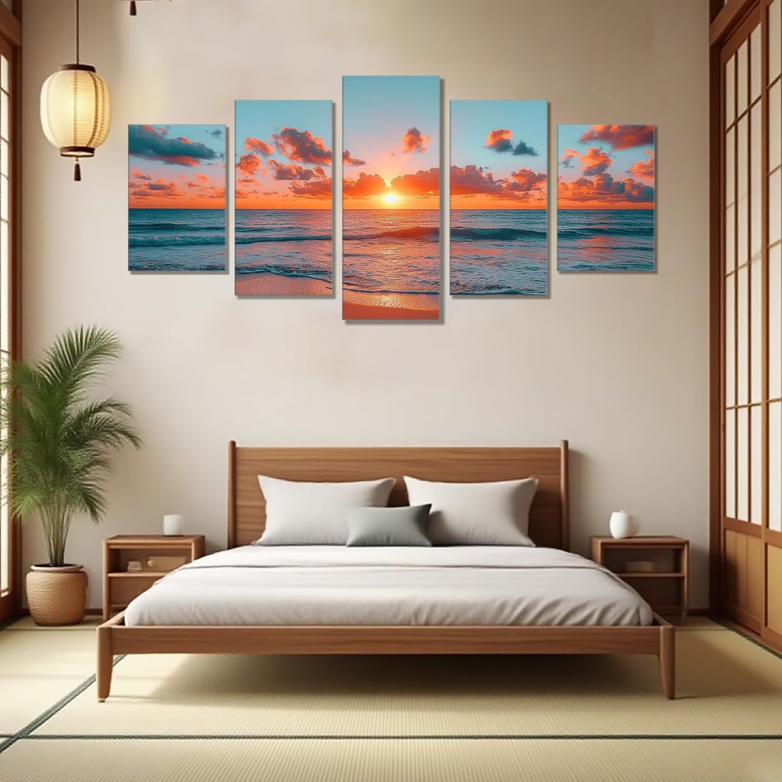 Diamentowa sztuka zachód słońca, plaża, malarstwo diamentowe, 5 sztuk, zestawy do haftu krzyżykowego dla dorosłych, 5D DIY, kryształowe zestawy rzemieślnicze, dla początkujących, pełne okrągłe