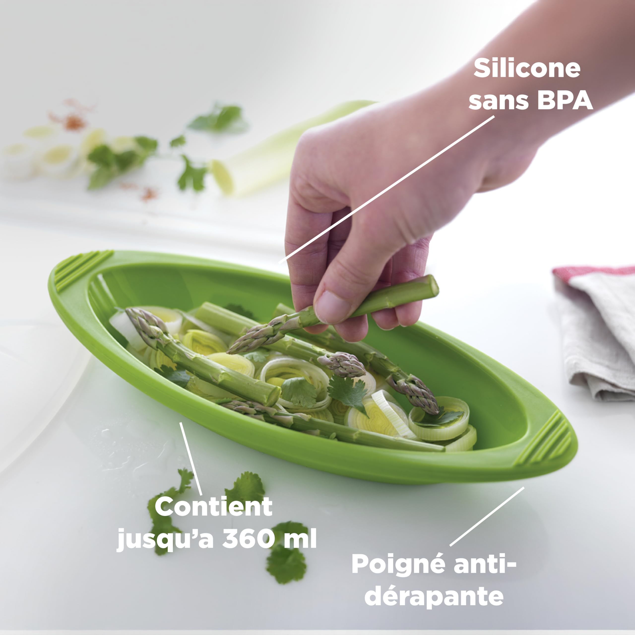Mastrad - Papillotes Silicone Lot De 2 (360 ml) – Cuisson Vapeur Saine Micro-ondes & Four - Flexibles & Anti-Adhérentes – -40°C à 220°C – Poignées Rigides - Silicone Sans BPA