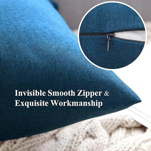 Miniatura 3 de MIULEE - Paquete de 2 fundas decorativas de cojín para exteriores, impermeables, de lino de algodón liso, con poliéster, para el jardín, patio,