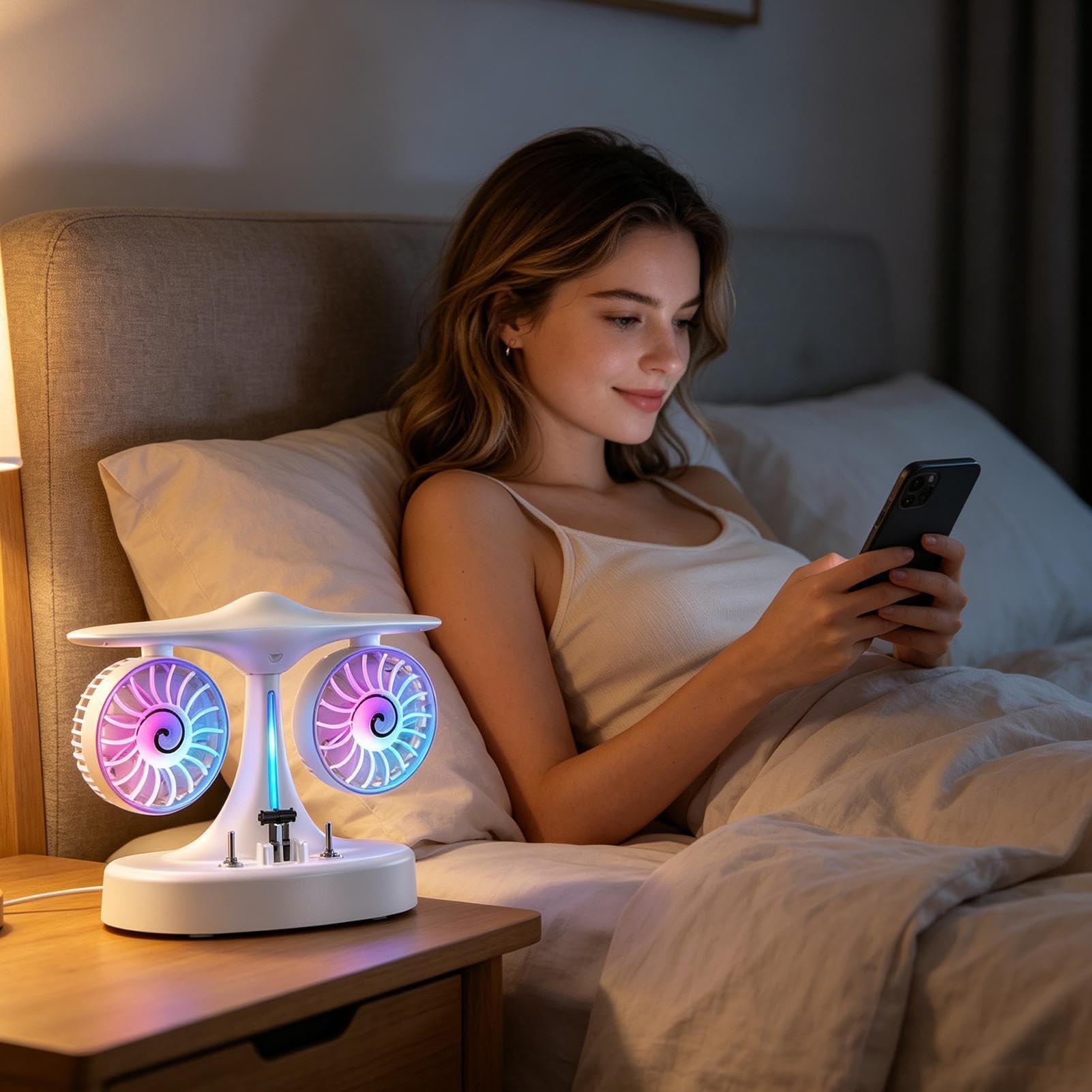 Genérico Ventilador de Escritorio 3 Velocidades Con Nebulización Y Doble | Ventilador Personal de Escritorio Pequeño y Silencioso para Oficina en Casa Apartamento Escuela Salón Verano Viaje Ca