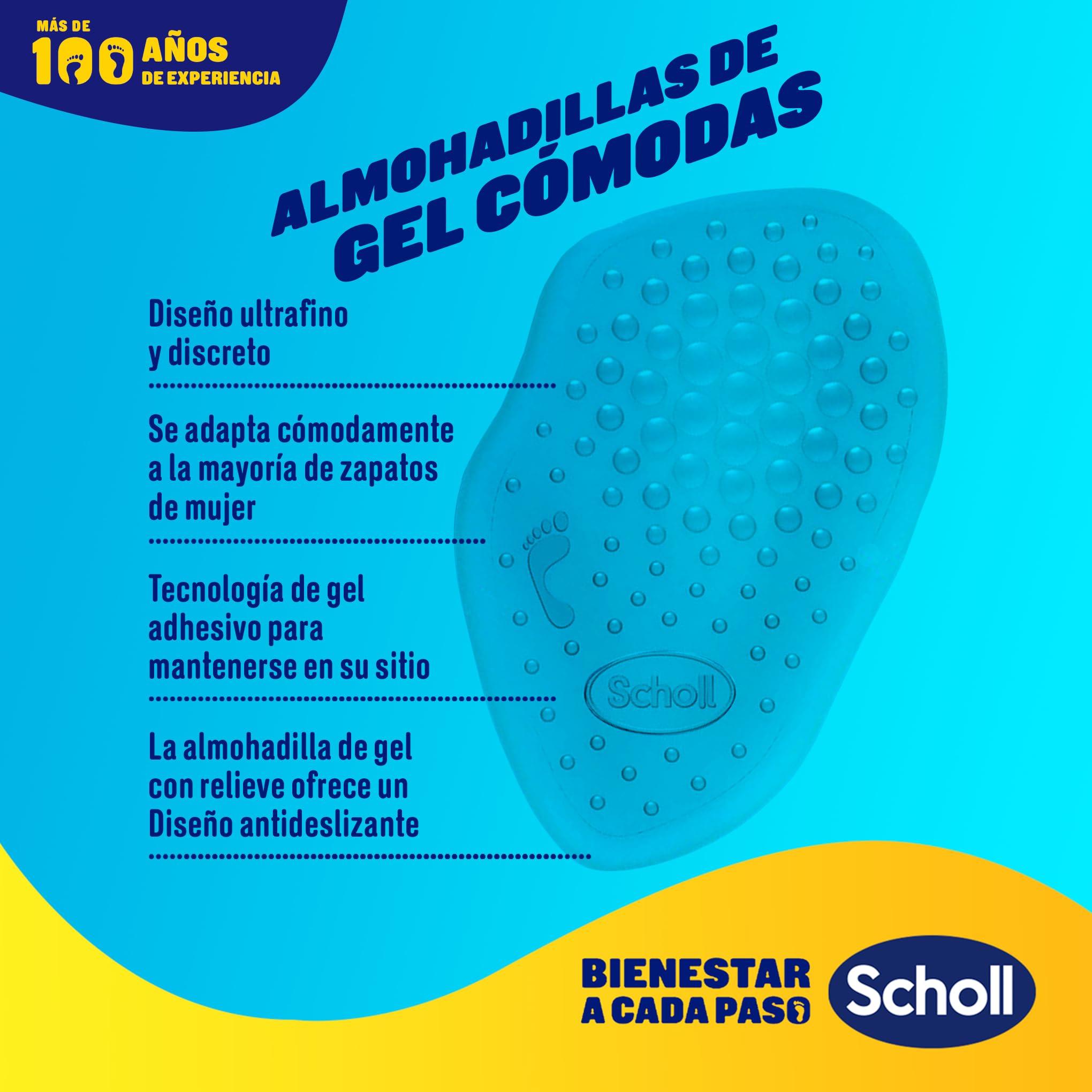 Scholl Party Feet Almohadillas Plantares Con Tecnología Gel Activ, Amortiguación Y Protección De La Planta Del Pie, Almohadillas, Malva, 2 Unidad