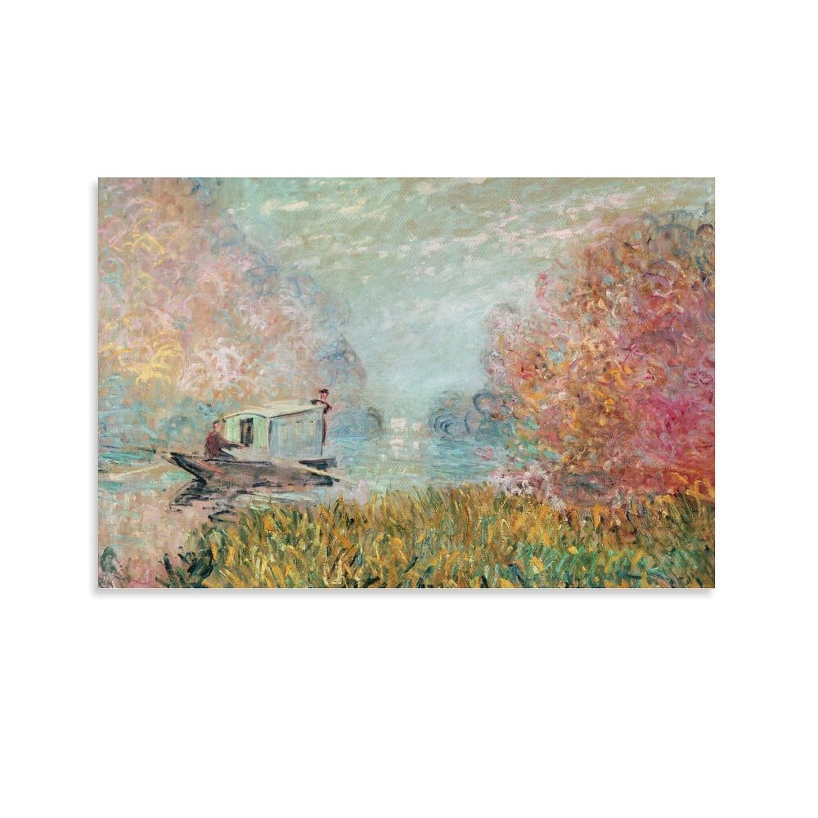 The Boat Studio on The Seine, 1875 by Claude Monet Wall Art Prints Poster Poster Print Art Wall Painting Canvas Posters Modern Bedroom Decor 12x18inch(30x45cm)