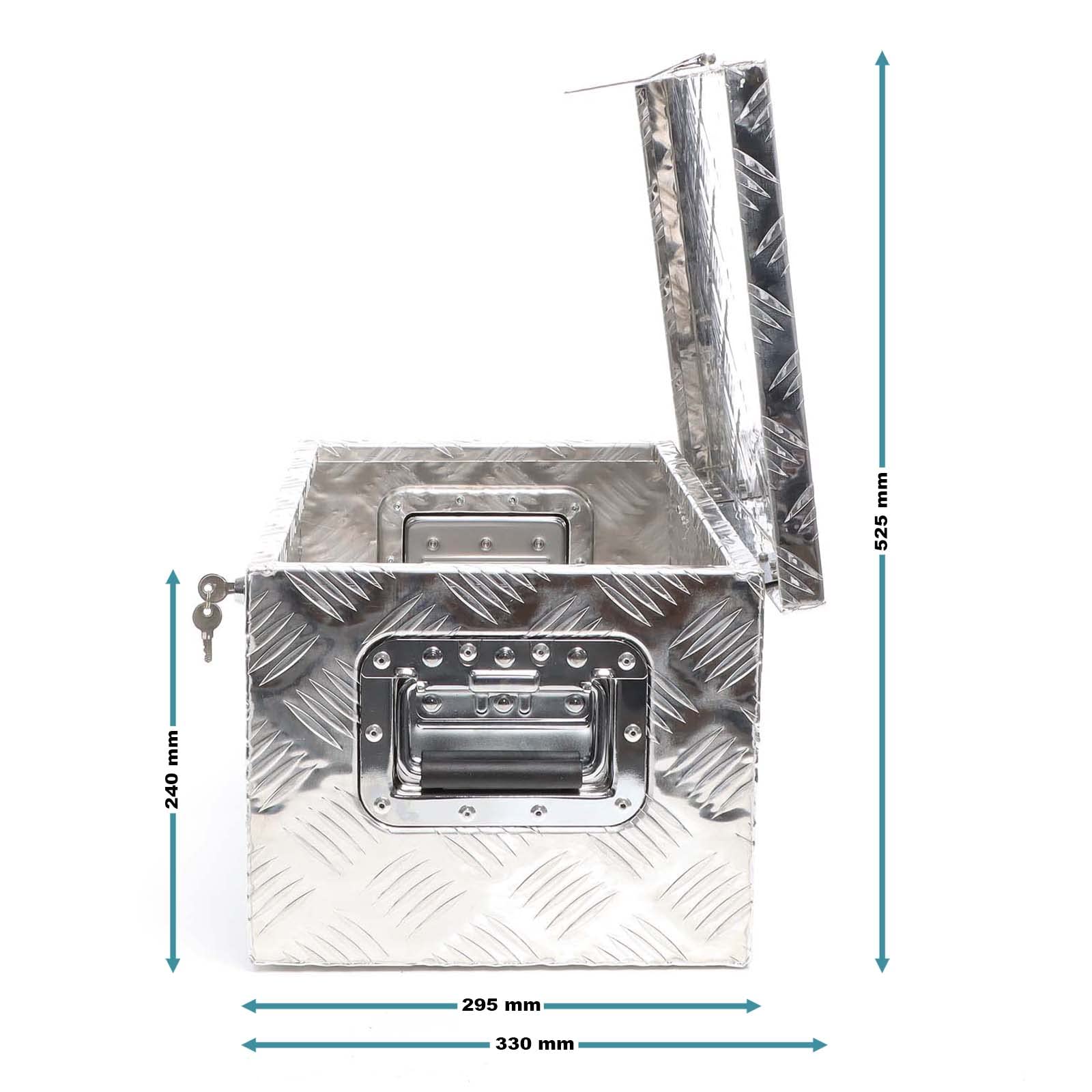 Aluminiowa skrzynka narzędziowa XPOtool 50,8x30,5x24 cm Srebrna skrzynka transportowa, skrzynka narzędziowa z kluczem, aluminiowa skrzynka z uchwytami