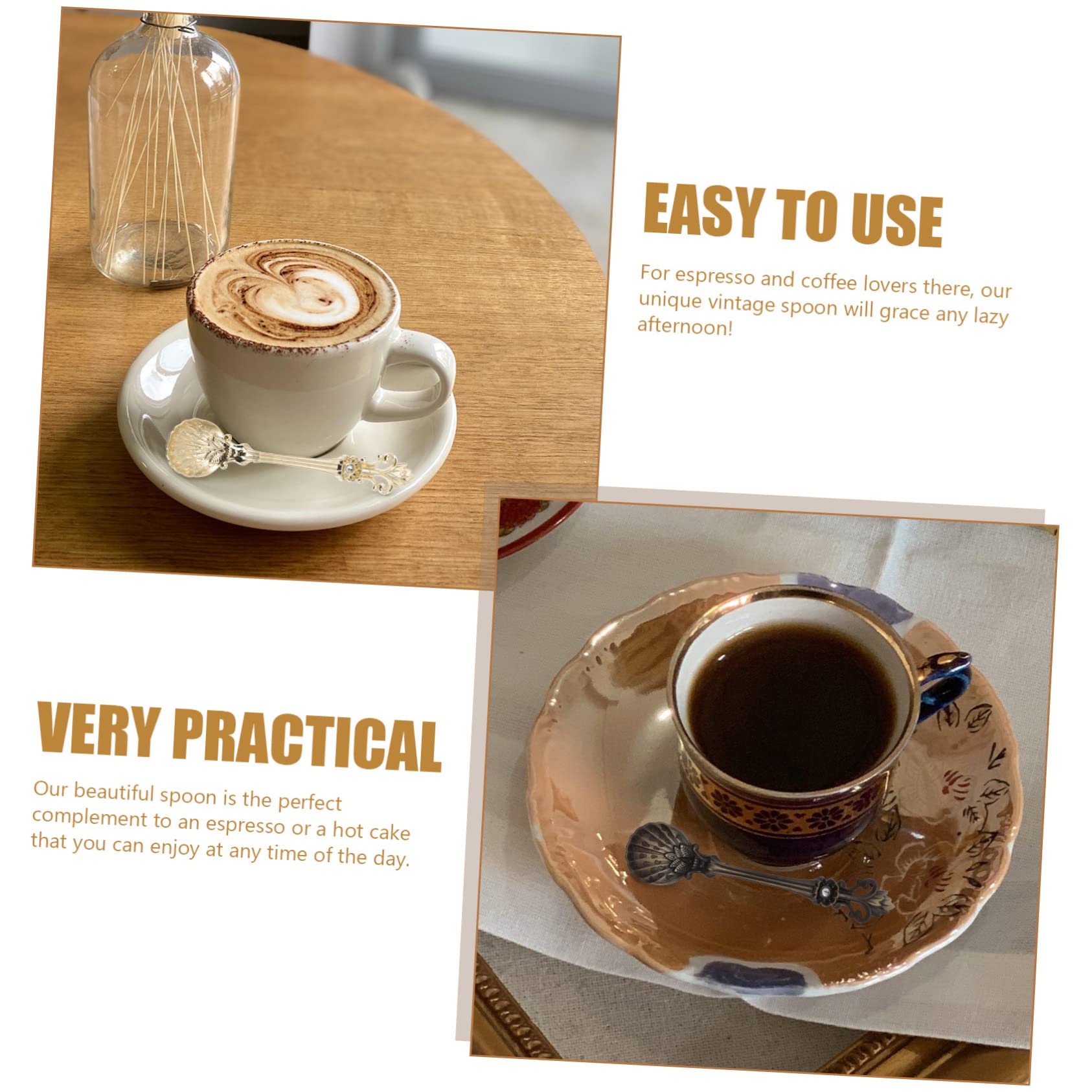 BESTOYARD Set di 4 Cucchiaini da Caffè in Lega di Zinco Superficie Liscia e Antiruggine, Stile Retrò Elegante per Dessert e Tè, per Uso Quotidiano