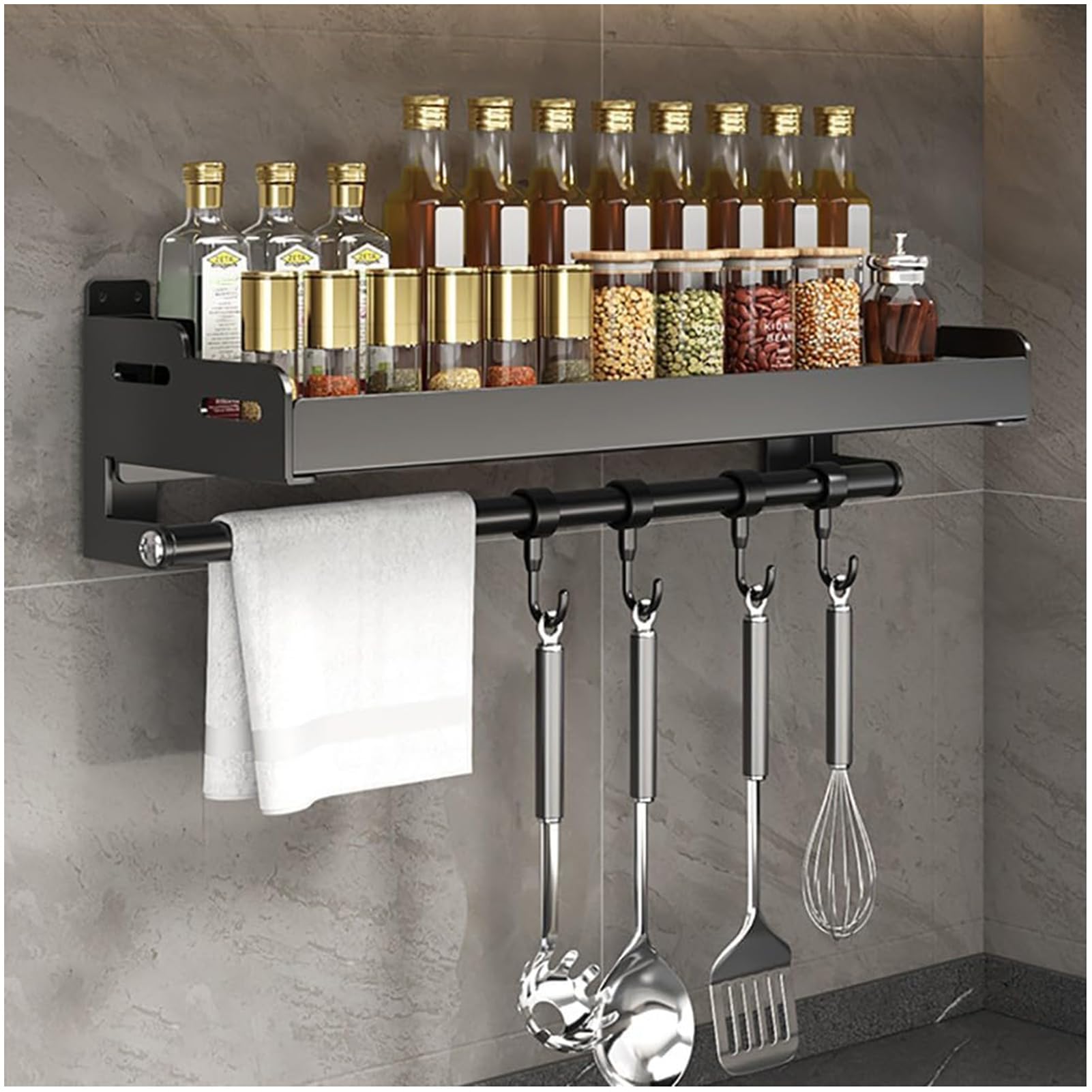 GTHTUHFD Wall-Mounted Stainless Steel Se Rack With Hoo No Drilling Required Space-Saving Kitchen Nizer For Herbs And Seasonings Slish Sto Solut