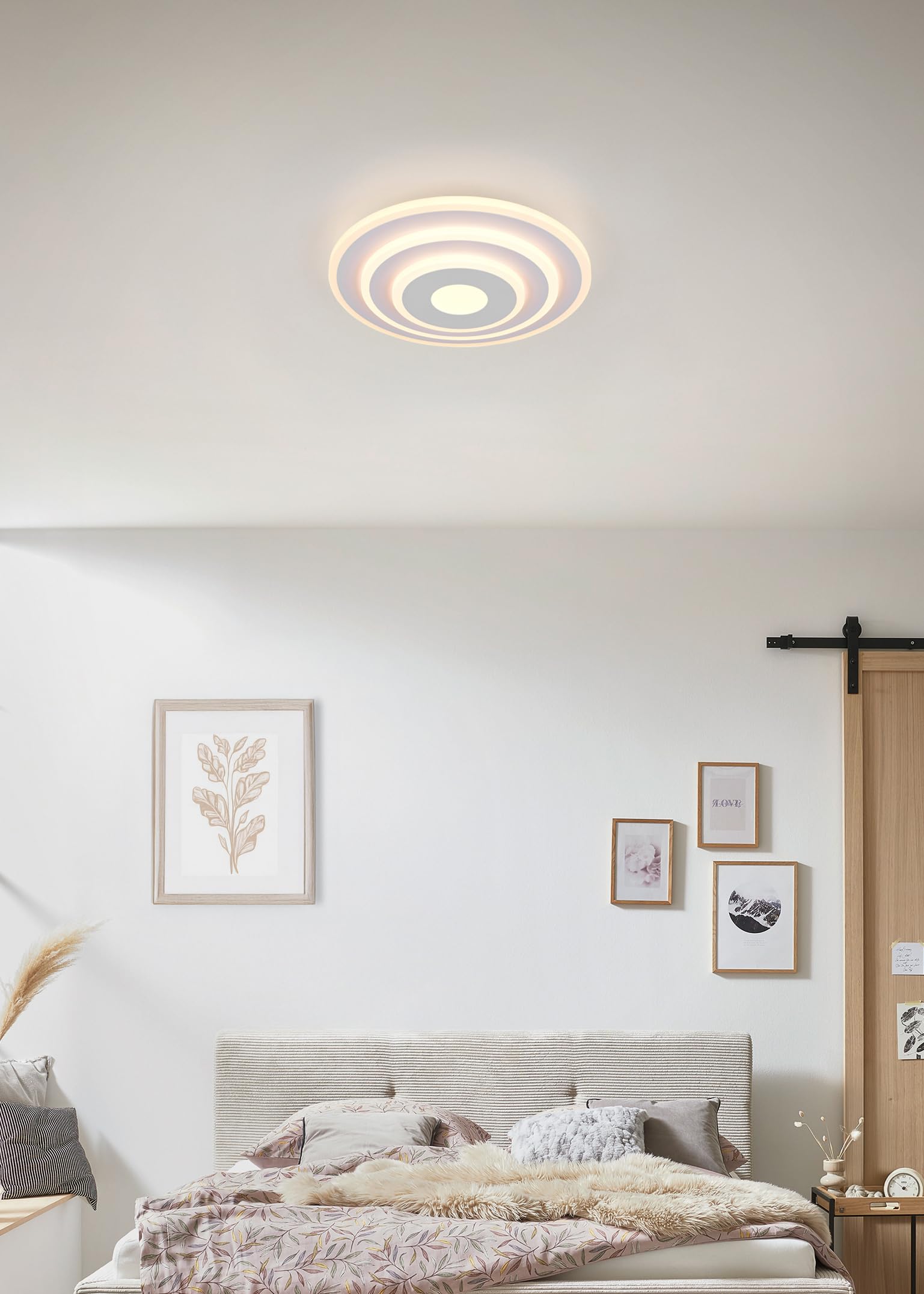 Reality Leuchten LED Deckenleuchte Goya R63521131, Metall Weiß matt, Kunststoff, inkl. 35 Watt LED, Fernbedienung, Lichtfarbe wechselbar, dimmbar, Nachtlicht