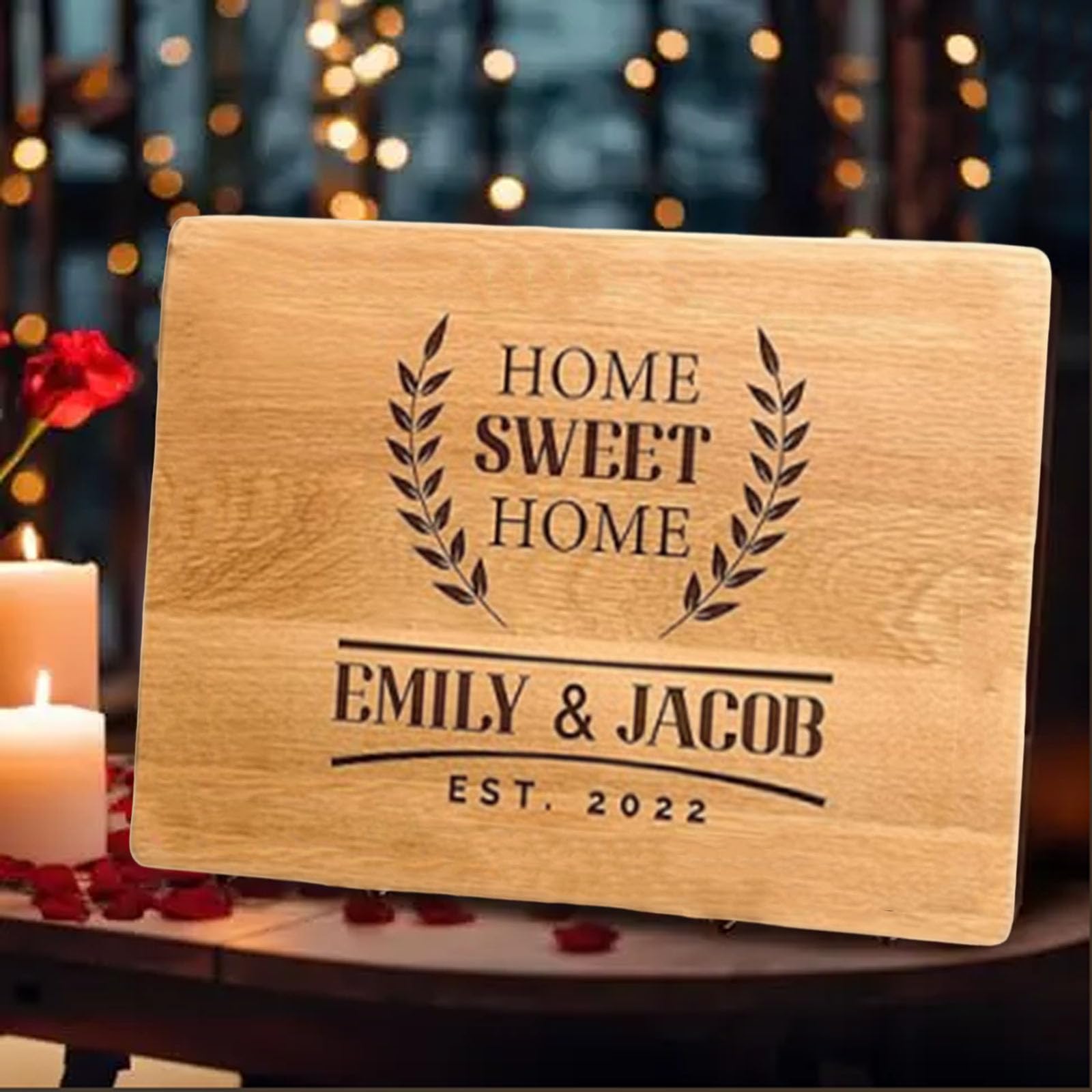 Tabla de Cortar Personalizada – Tabla de Embutidos Grabada, Regalo Para Primer Comprador de Casa, Regalo Inmobiliario, Tabla de Madera “Hogar Dulce Hogar” Para Parejas