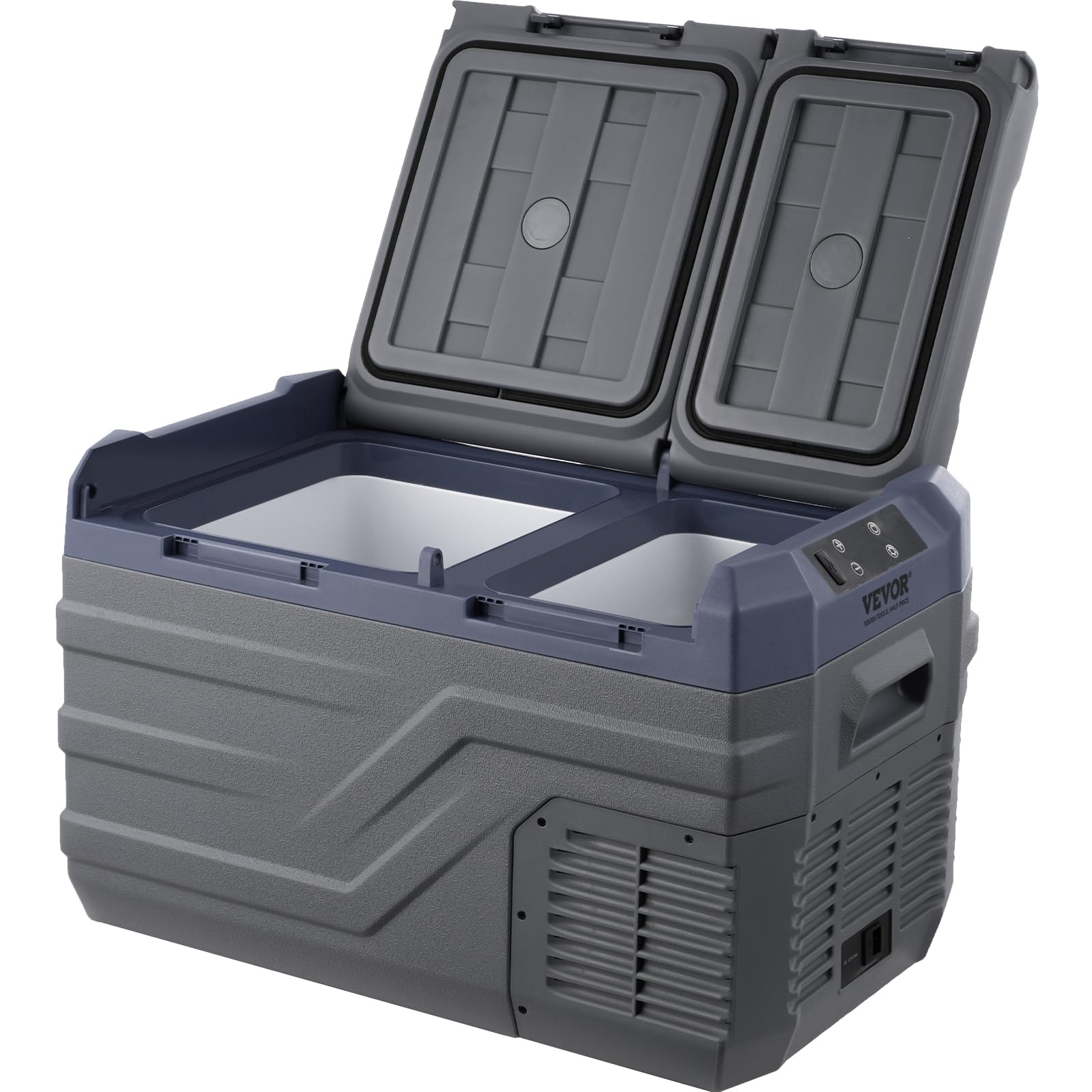 VEVOR NLS35, lodówka samochodowa 12 V, 25 l (26,4 qt), dwustrefowa przenośna zamrażarka, regulowany zakres 15.6 °C-20.0 °C, 12/24 V DC i 100-240 V AC kompresor chłodzący na zewnątrz, kemping, kampera