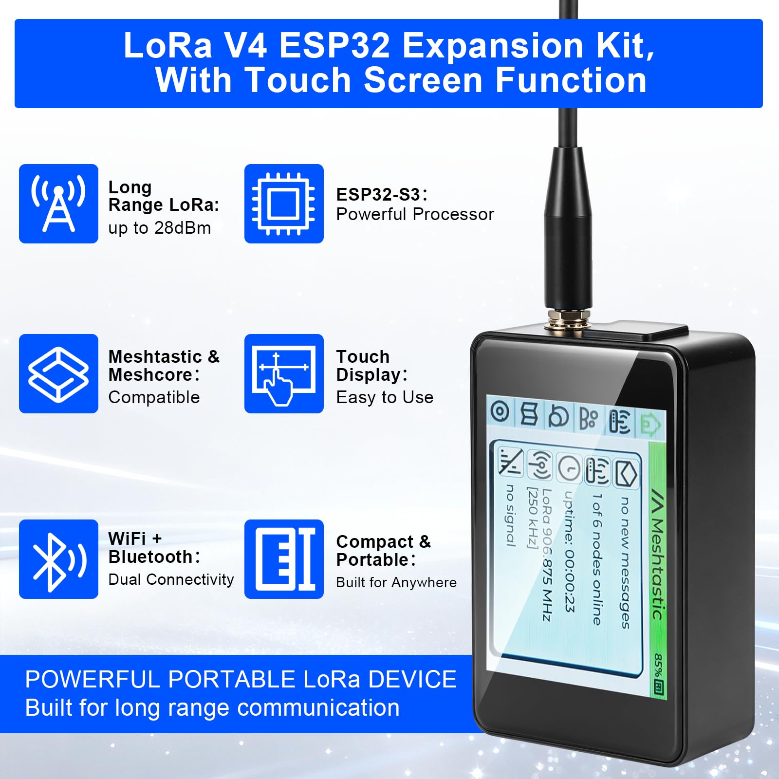 LoRa ESP32 V4 Módulo de pantalla táctil con sensor BME-280+TH y zumbador, placa de desarrollo APKLVSR ESP32-S3R2 con chip 1262, WiFi/BLE, para Arduino Meshtastic Smart Home IoT con batería de 2800 mAh