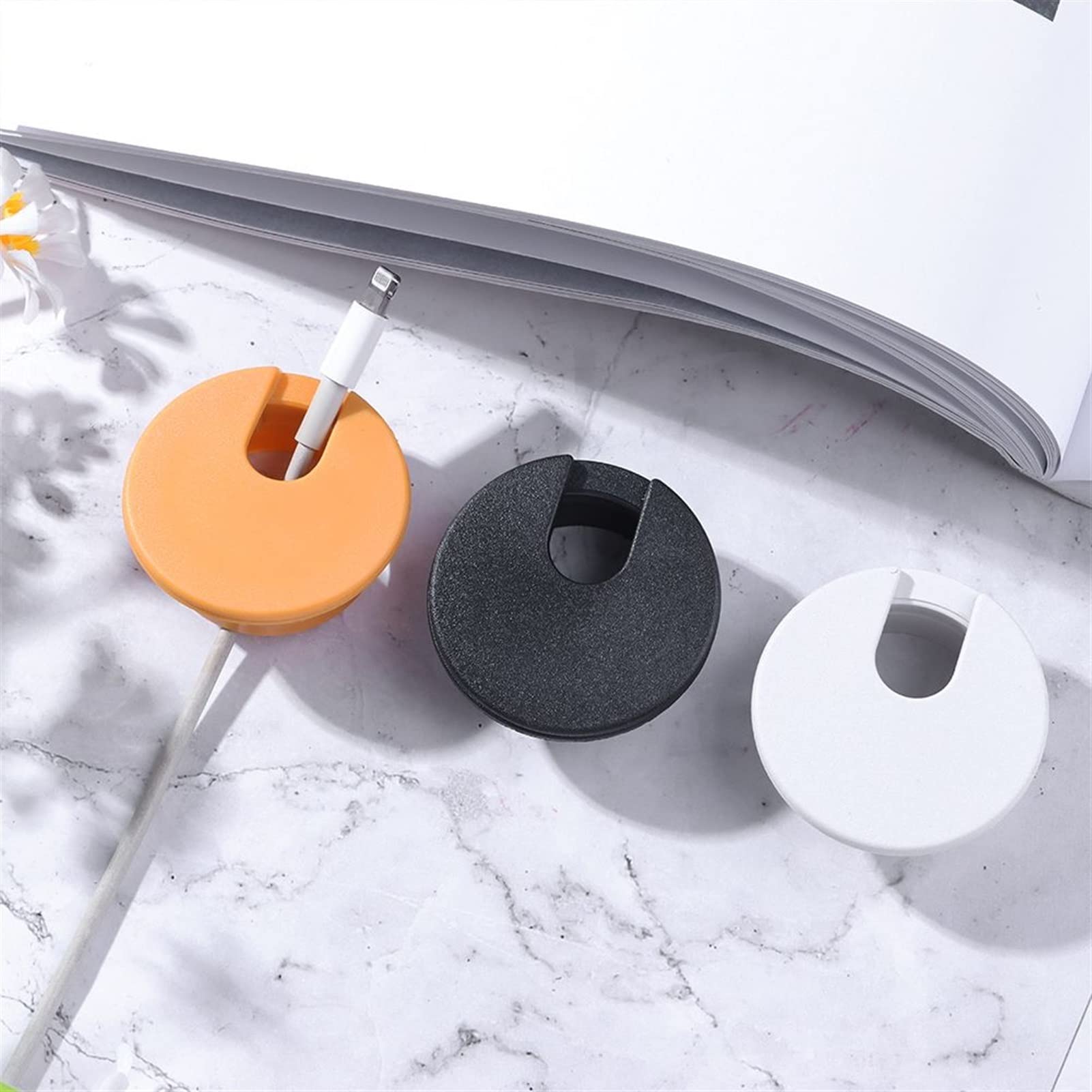 Passacavo da scrivania Passacavo da tavolo, copriforo for cavi in ​​ABS da 35/50 mm, copriforo for cavi, ferramenta for mobili, supporto for linea in plastica for scrivania del computer(White-50mm)