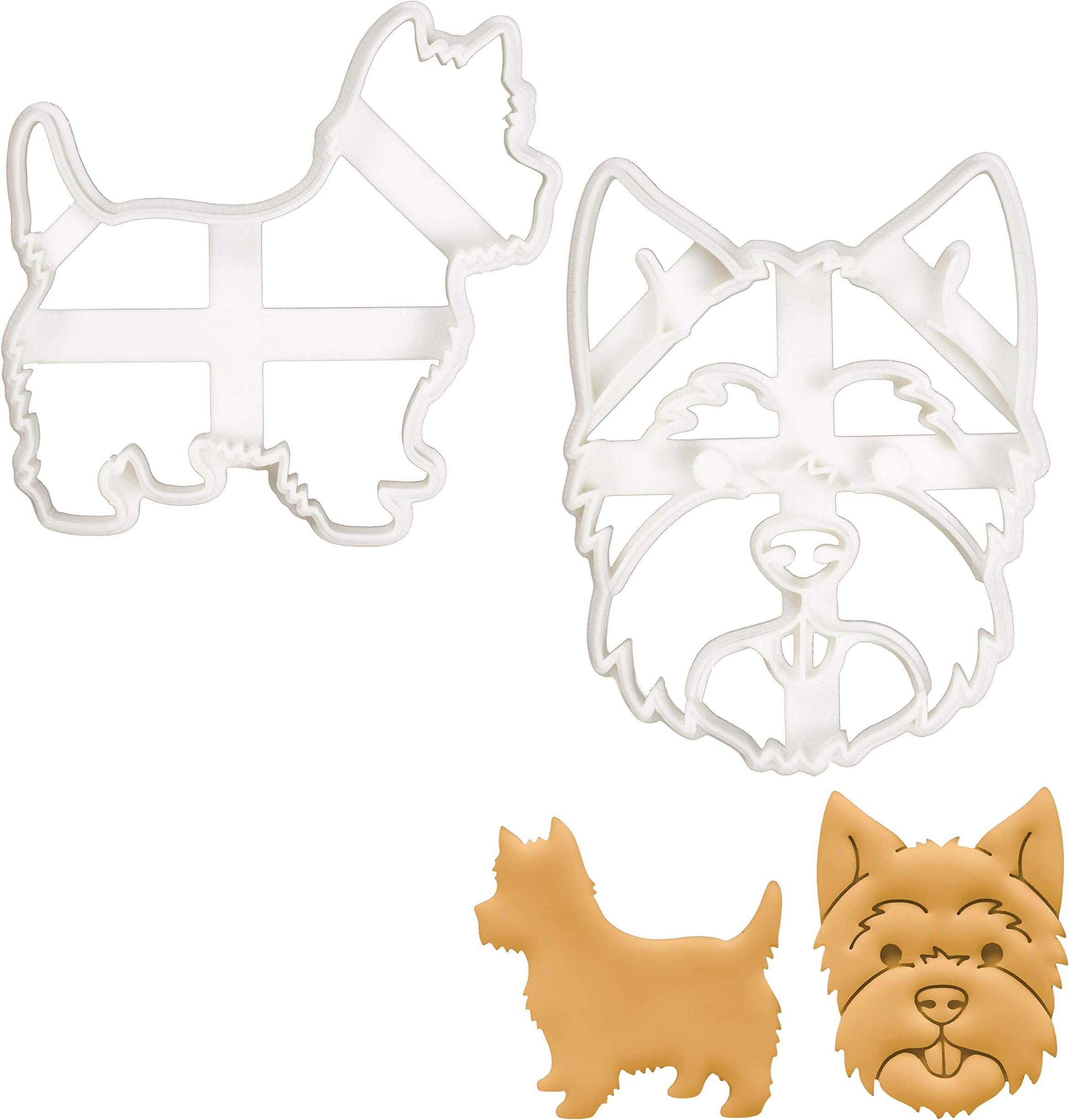 BAKERLOGY Set of 2 West Highland White Terrier Cookie Cutters (Design: Face and Silhouette) - Detailed Biscuit Cutter Design for Baking and Crafts, Ideal on Fondant, Dough, Clay