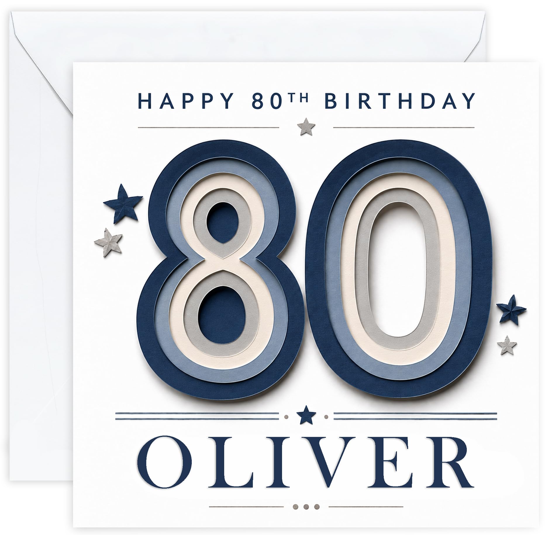 Personalised 80th Birthday Card for Him | Eightieth Birthday Card for 80 Year Old Men | Husband Dad Grandad Brother Friend | Male Birthday Card with Name (Design 04)
