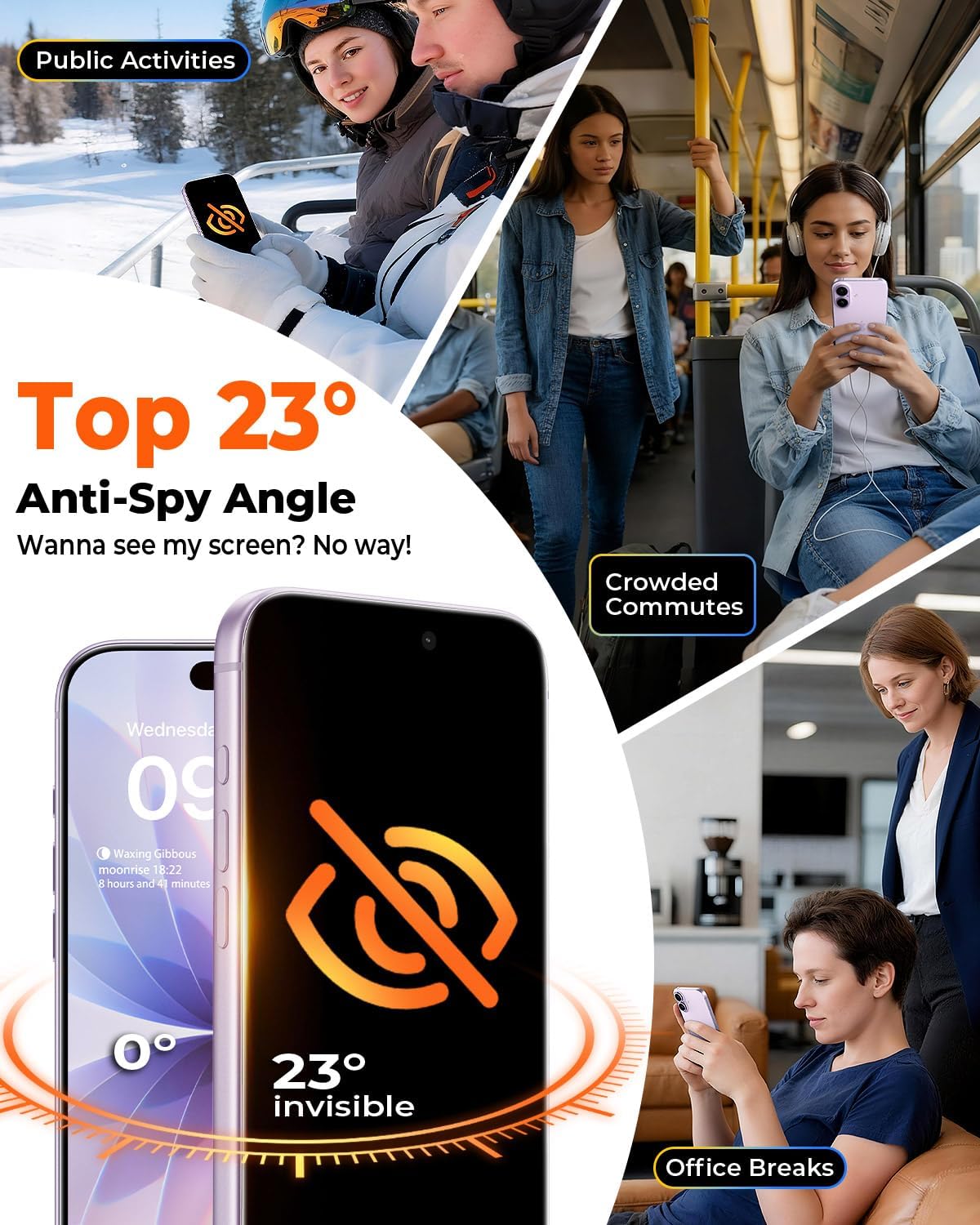 Confezione da 2 + 2 pellicole protettive per iPhone 17 con protezione per | Vetro temperato TOP 9H+ [Zero Bubble] [Protezione militare 10X] Copertura completa dei bordi, compatibile con custodie