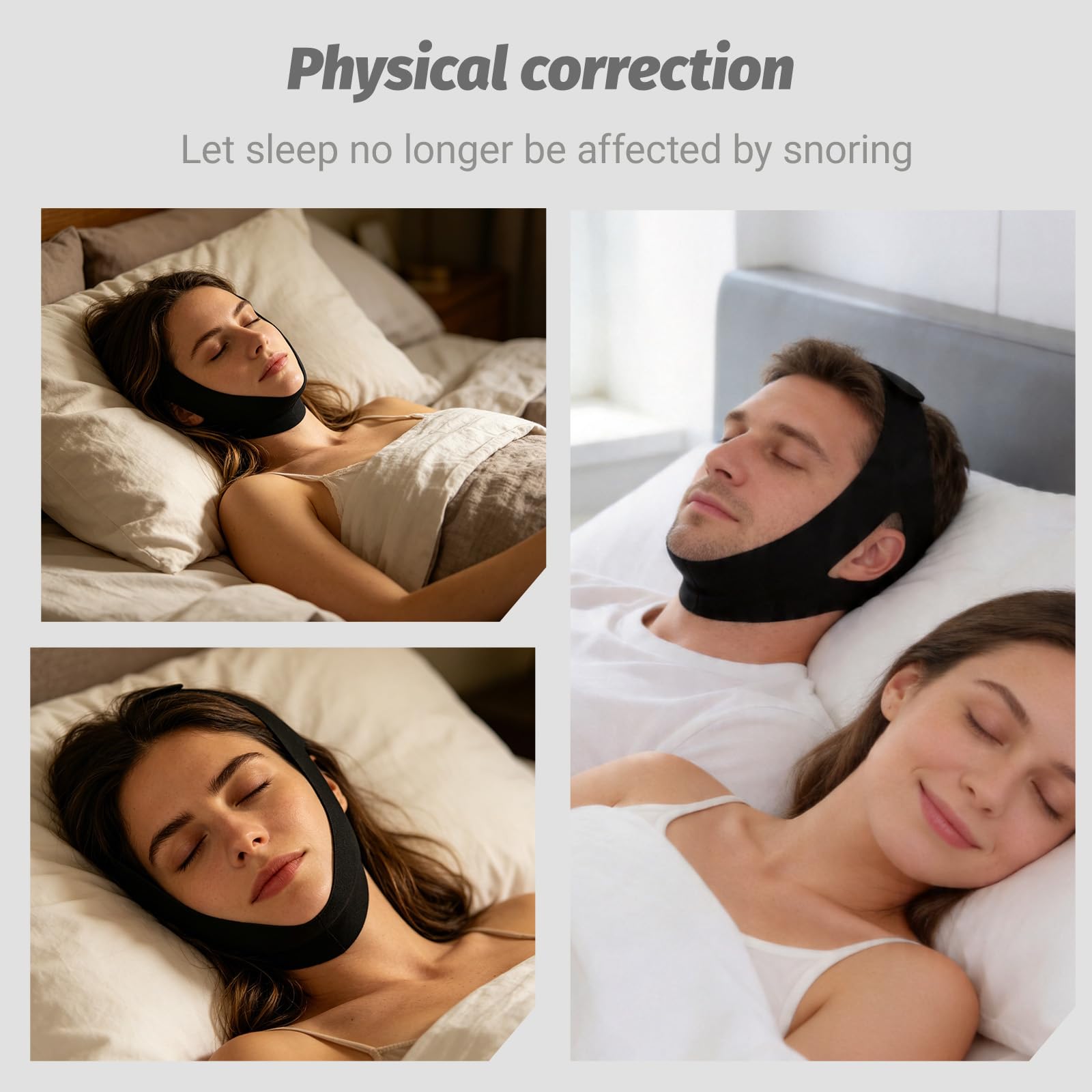 2 pcs Correa Antironquidos Ajustable Universal para Barbilla, Dispositivo para Reducir Ronquidos y Boca Seca, Ayuda para Dormir Apacible, Compatible con Máscaras de Sueño