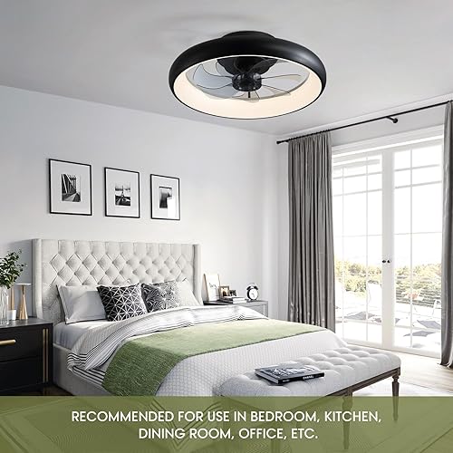 Miniatura 9 de LUDOMIDE Ventiladores de techo con luces, ventilador de techo de montaje empotrado con AlexaGoogle AssistantApp Control, ventilador de techo de