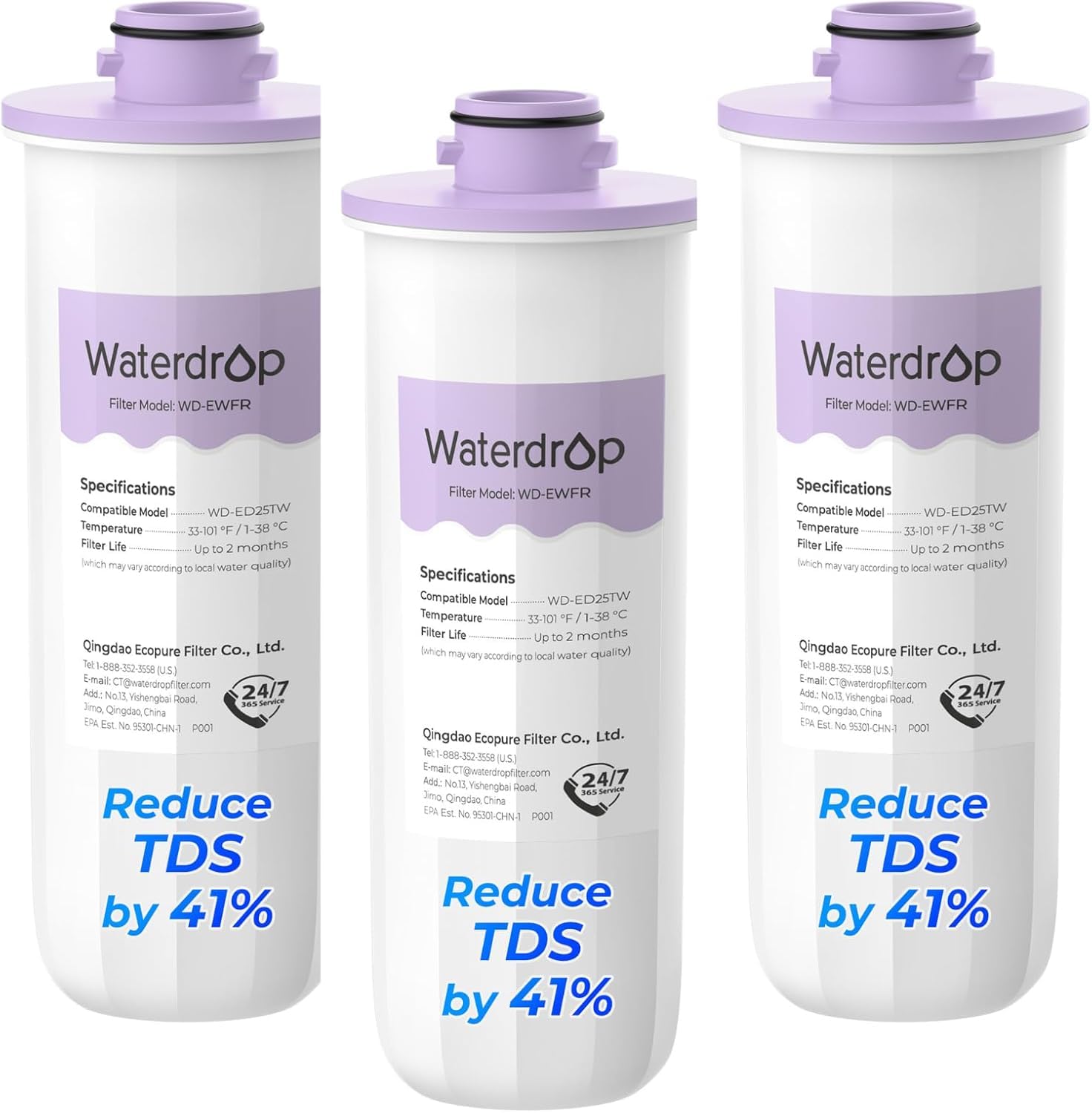 Waterdrop EWFR Filtr Wymienny do ED25TW Elektryczny Dzbanek Filtrujący