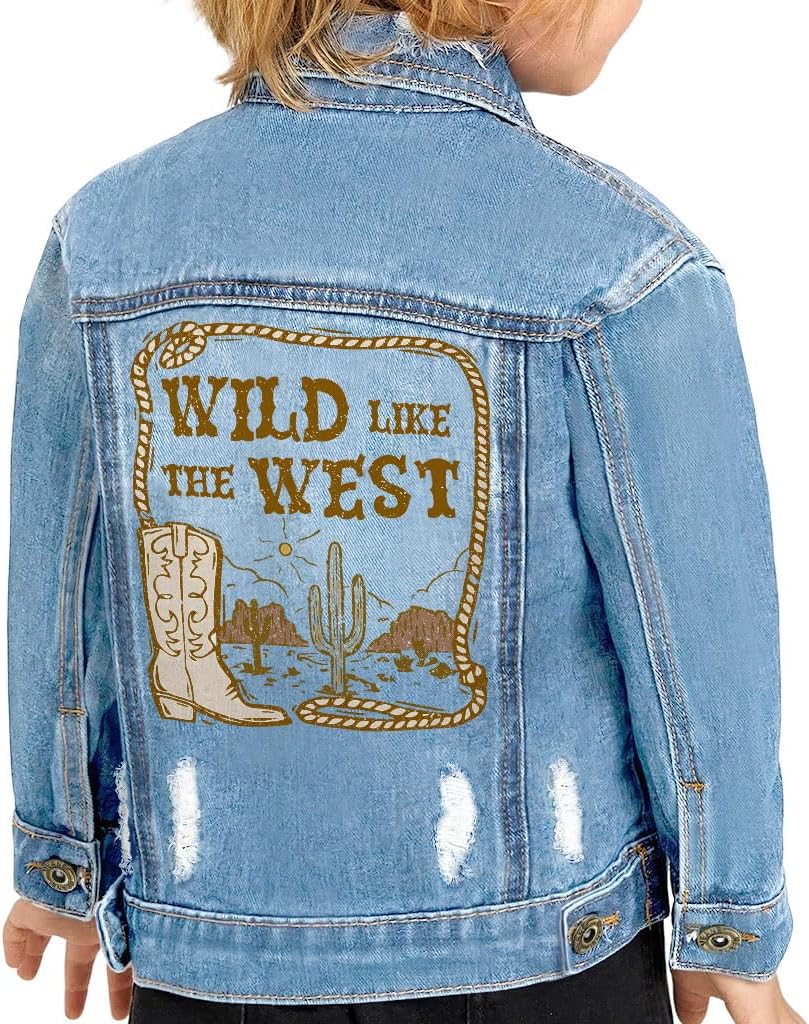 Wild Like the West Toddler Denim Jacket - Cowboy Baby Clothing - Cute Boy Clothing - Blue, 3-4T