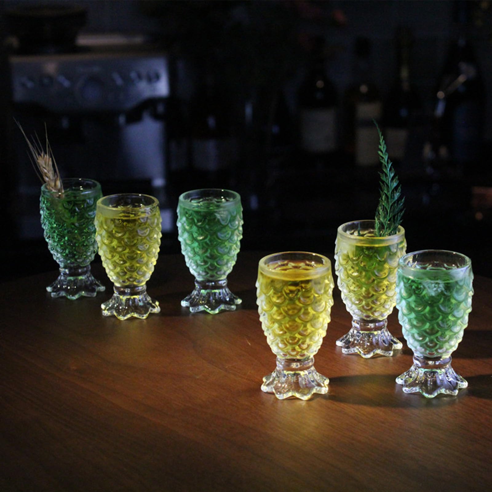 Vasos de chupito pequeños, 6 unidades con bandeja de madera para whisky, tequila, licores y fiestas