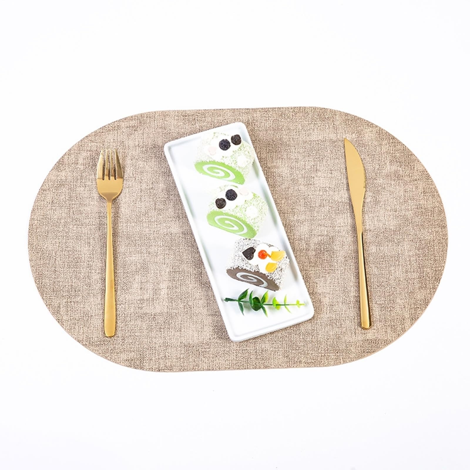 Lot de 6 sets de table Café beige Motif tissé 30 x 45 cm Pour cuisine et salle à manger