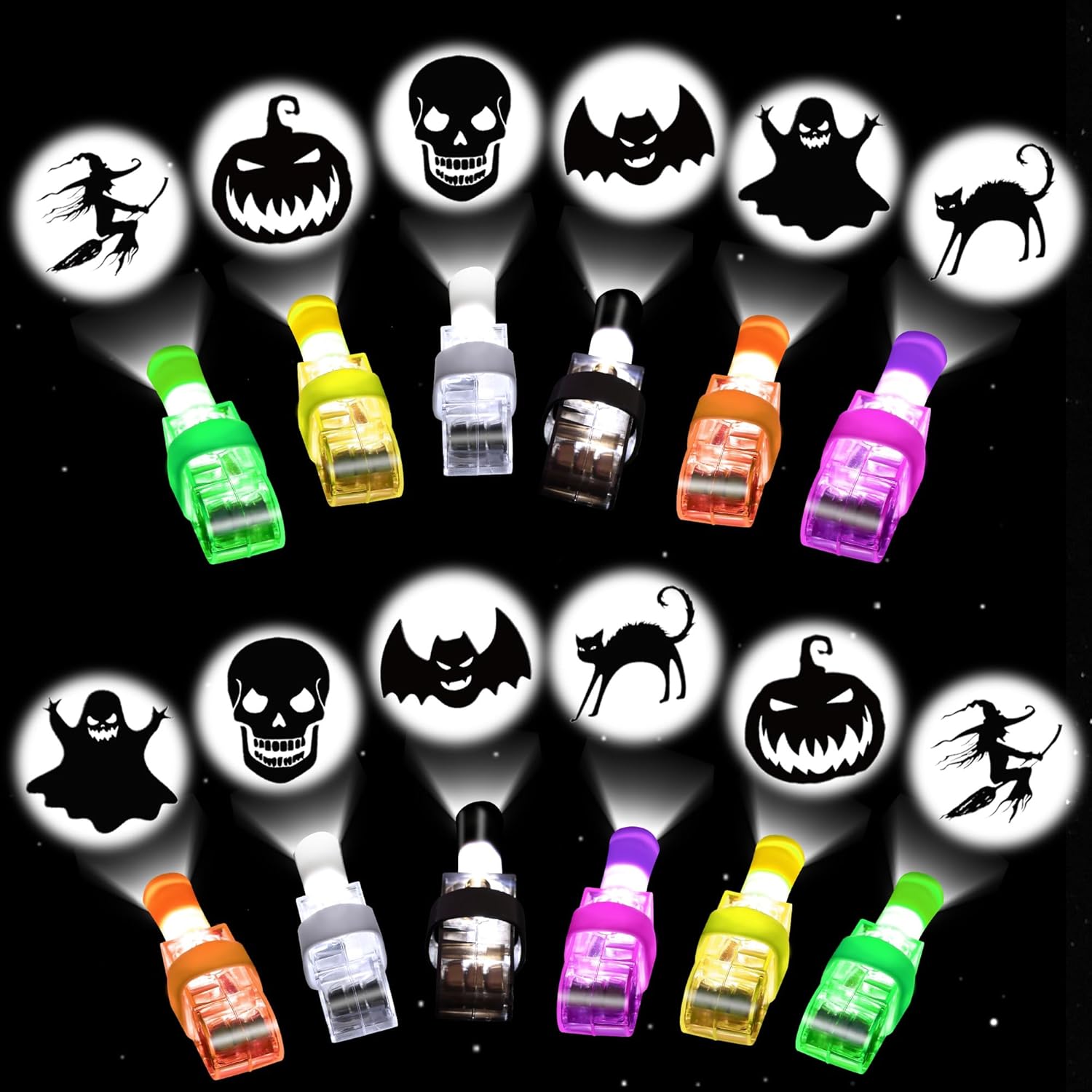 Halloween Party Favors for Kids, 36 Pcs LED Light Up Finger Lights Halloween Goodie Bag Fillers Treats Stuffers Glow in The Dark Toys Bulk for Halloween Party Gifts Trick or Treat Toy Style 2