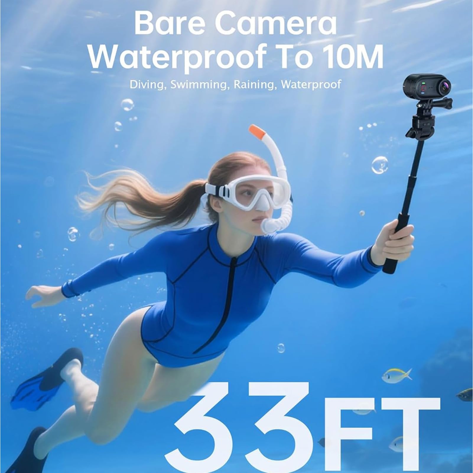 Caméra d'action au Pouce 4K, Portable Magnétique étanche à l'eau