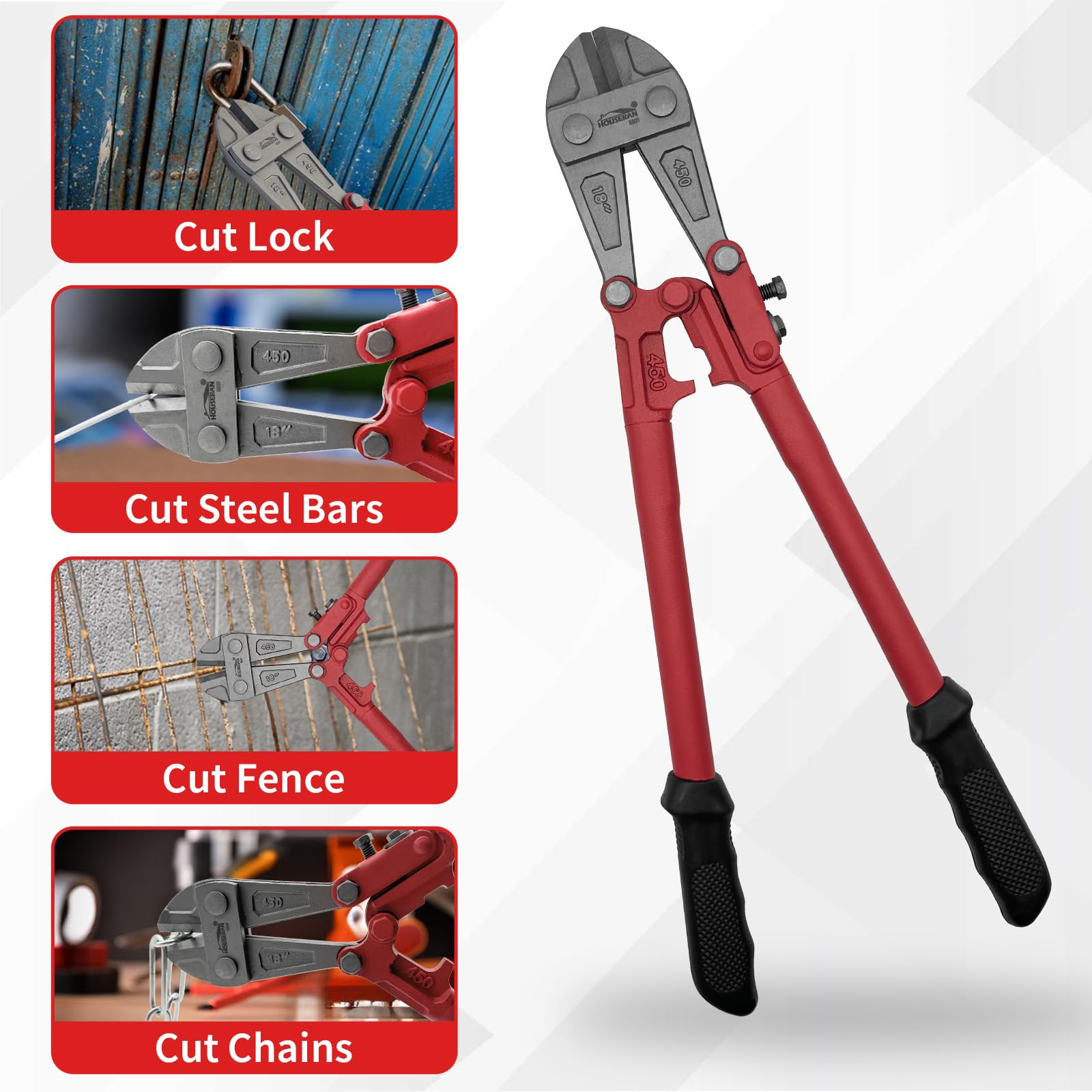 Tagliabulloni 45 cm – Cesoia Potente per Bulloni, Catene, Lamiere – Tronchese per Ferro Professionale per Officina e Cantiere