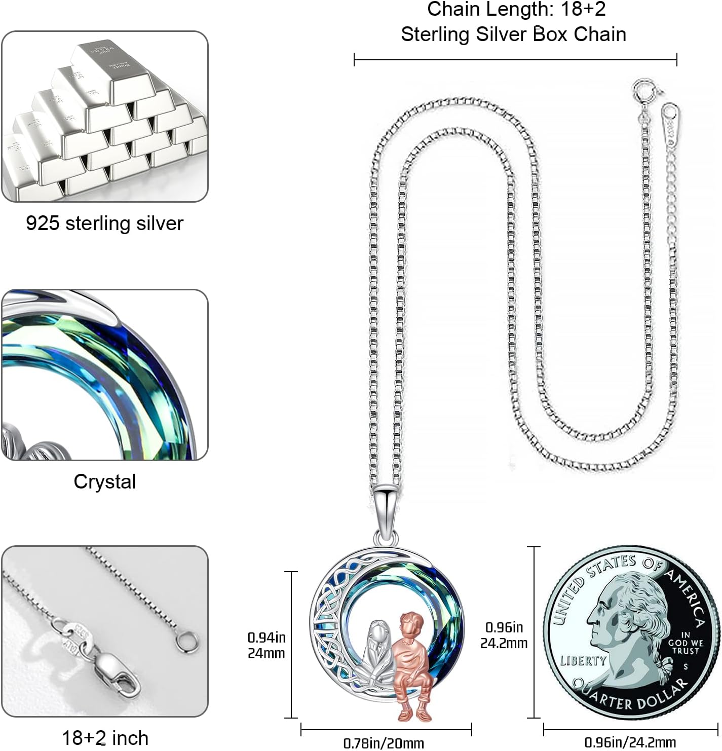 JUSTKIDSTOY Sisters Birthday Gifts from Sister Sterling Silver Sisters Crystal Pendant Jewelry for Women Friends - Image 5