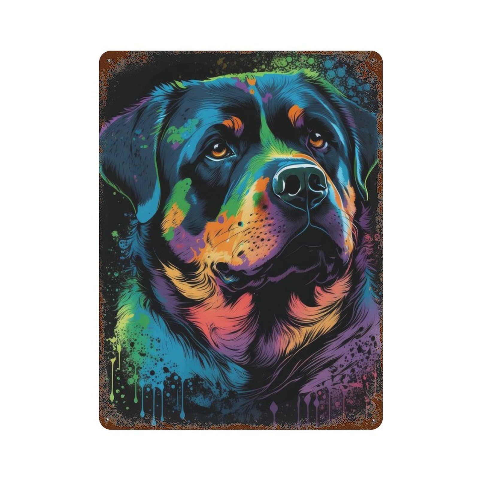 Rottweiler Style 4 15.7"x11.8" Rust Effect Tin Sign, Decorative Metal Wall Art for Garage, Bar And Workshop Decor