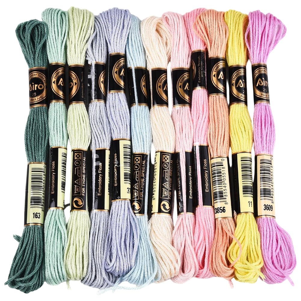 CABODYALS 12 Skeins 6 Ply Colourful Embroidery Floss Variegated Candy Colour Cross Stitch Thread Yarn Polyester Friendship Bracelet String Threads Bulk for Hand Sewing Crafts Bracelets Making Knitting