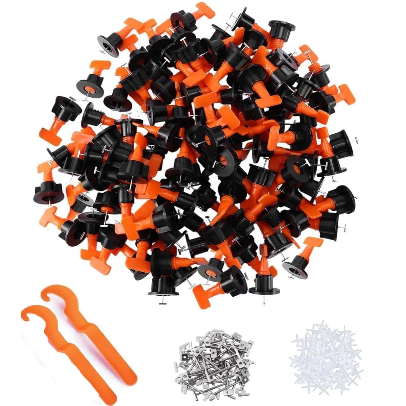 Tile Leveling System Kit with 100pcs Tile Leveler Spacers & 2 Special Wrenches & 500pcs 2mm Tile Spacers & 50 Metal Clips